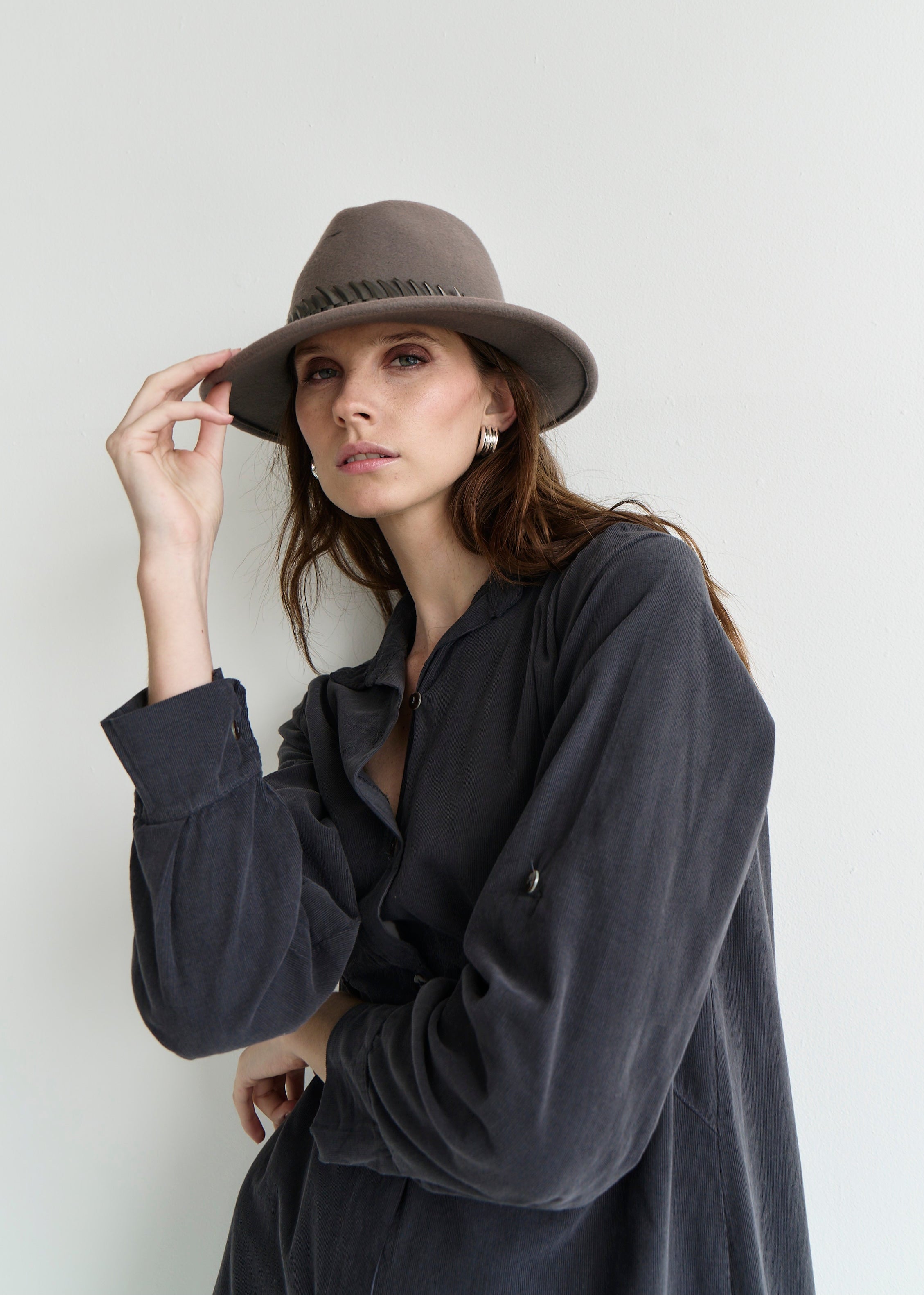Roma Italian Velour Button up Dress in Black