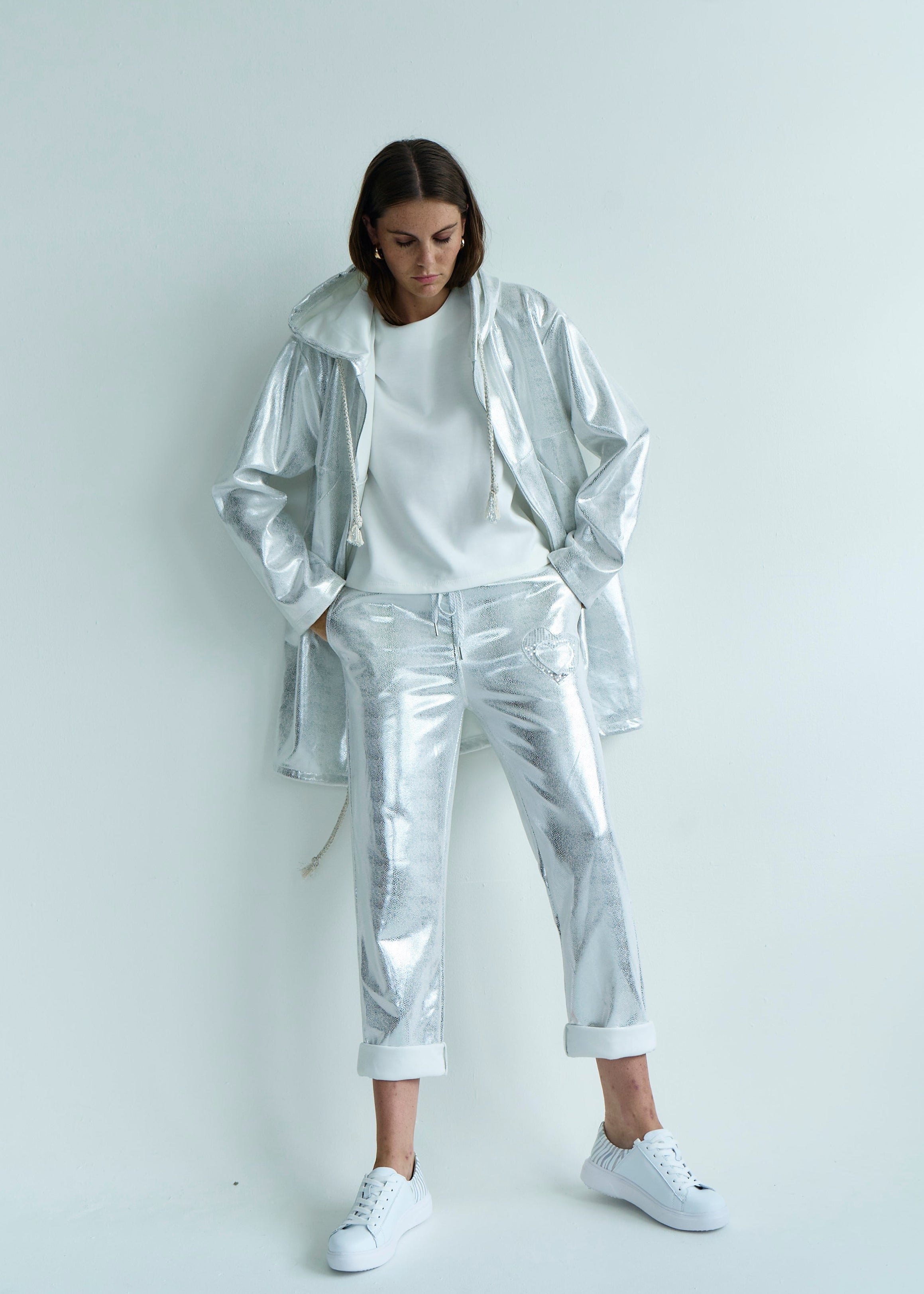 Madonna Italian Shimmer Jogger with Shimmer Heart in Silver