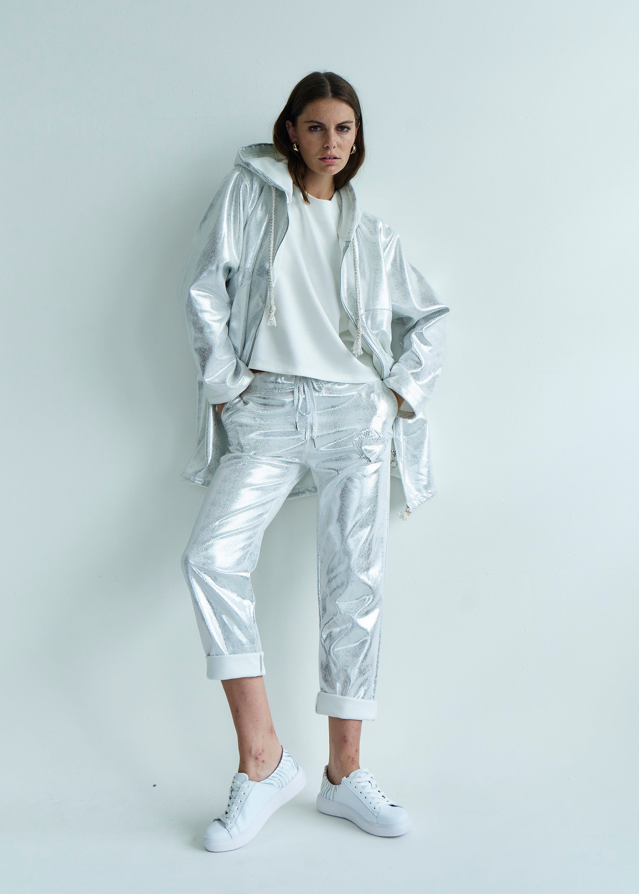 Madonna Italian Shimmer Jogger with Shimmer Heart in Silver