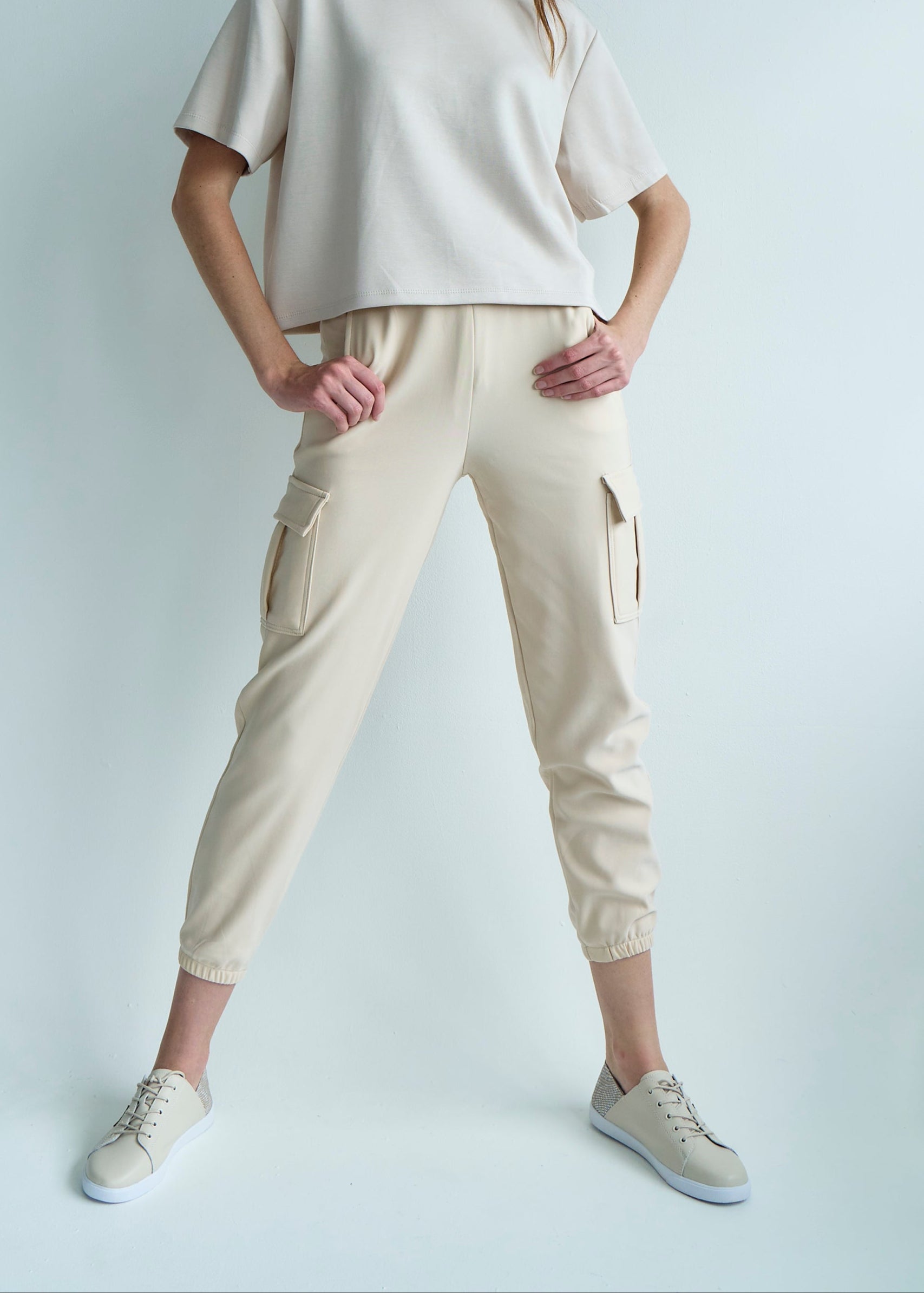 Cargo Style Joggers in Beige