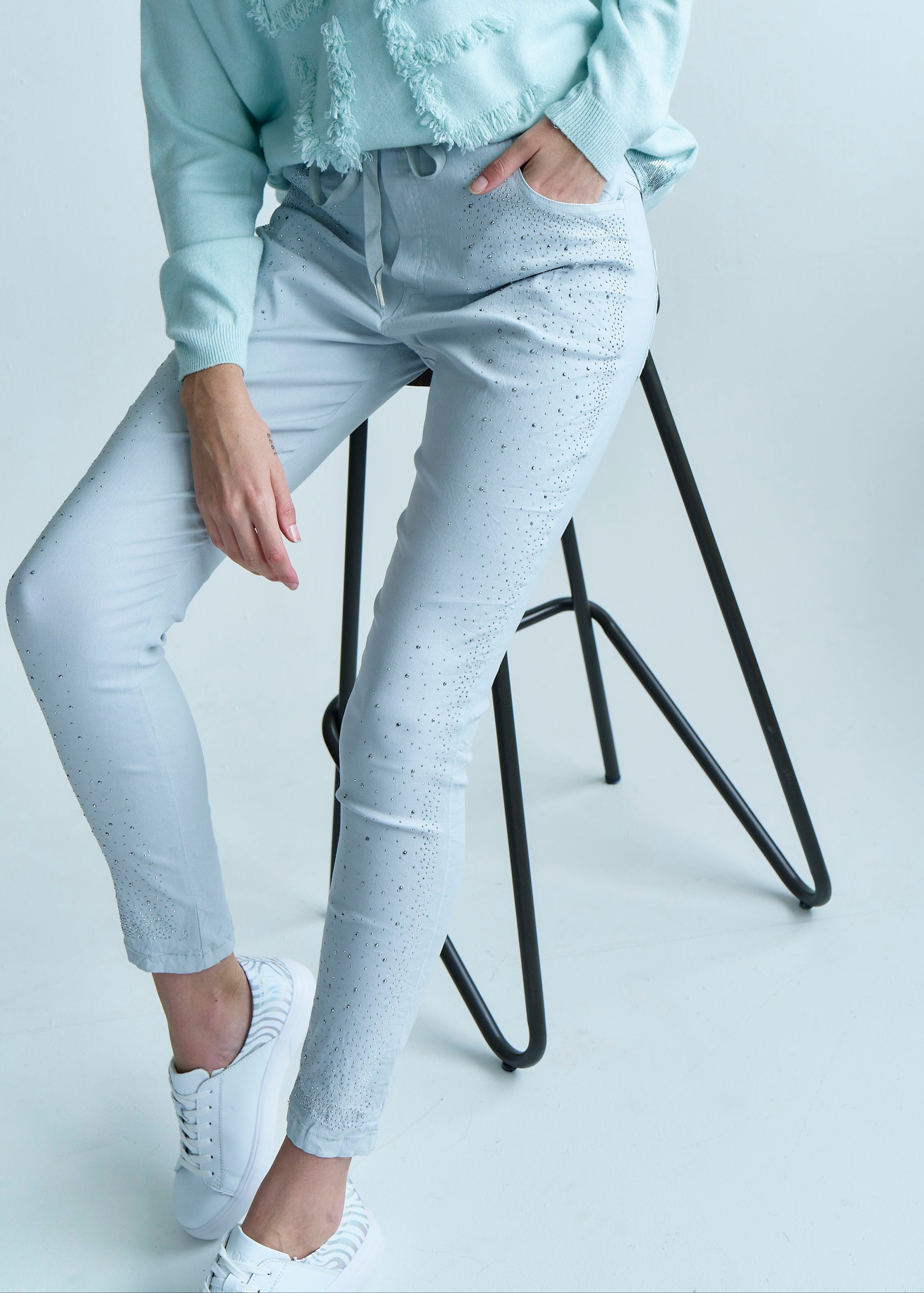 Italian Sparkle Joggers in Azure