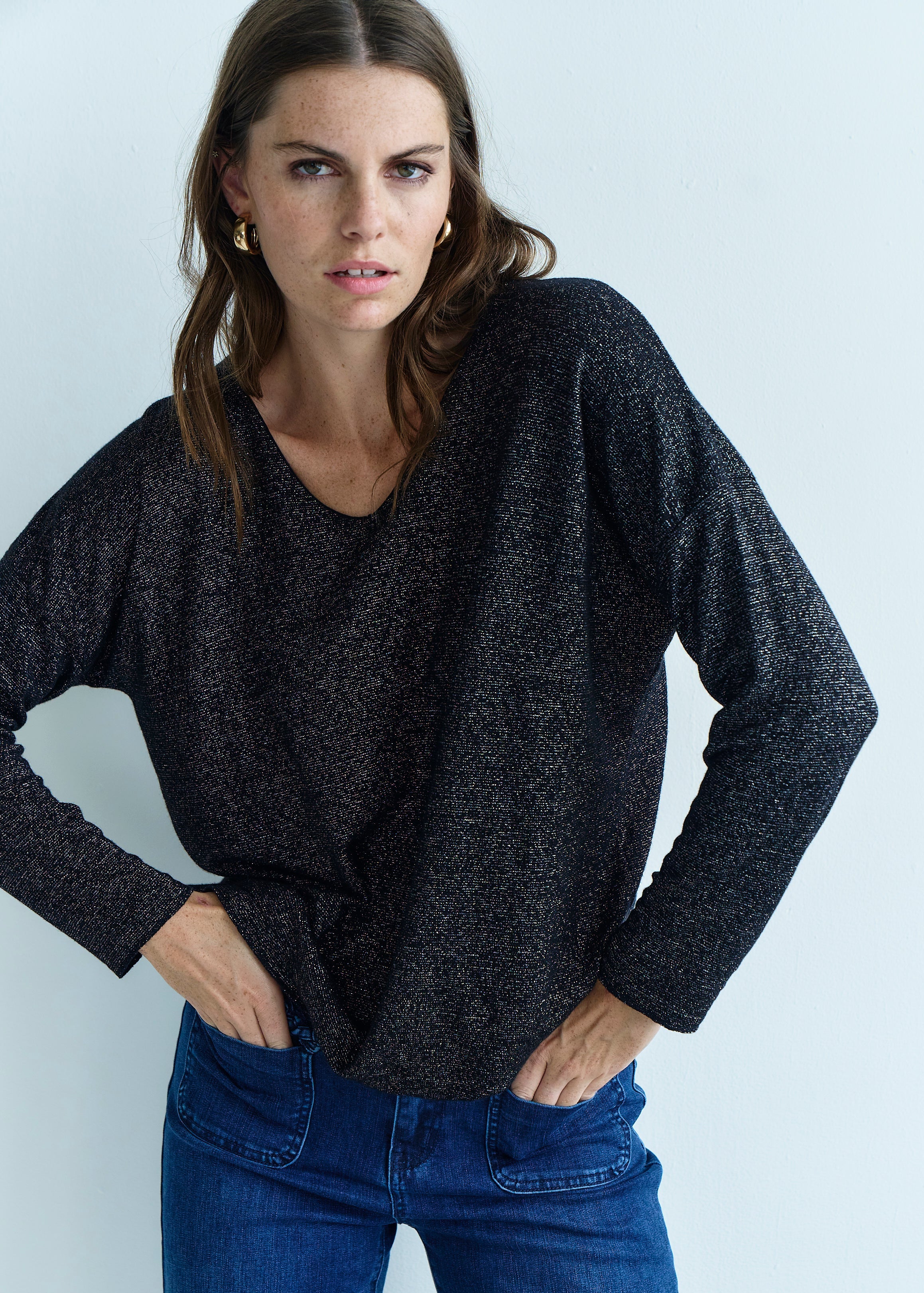 Italian Shimmer Lurex Knit in Black