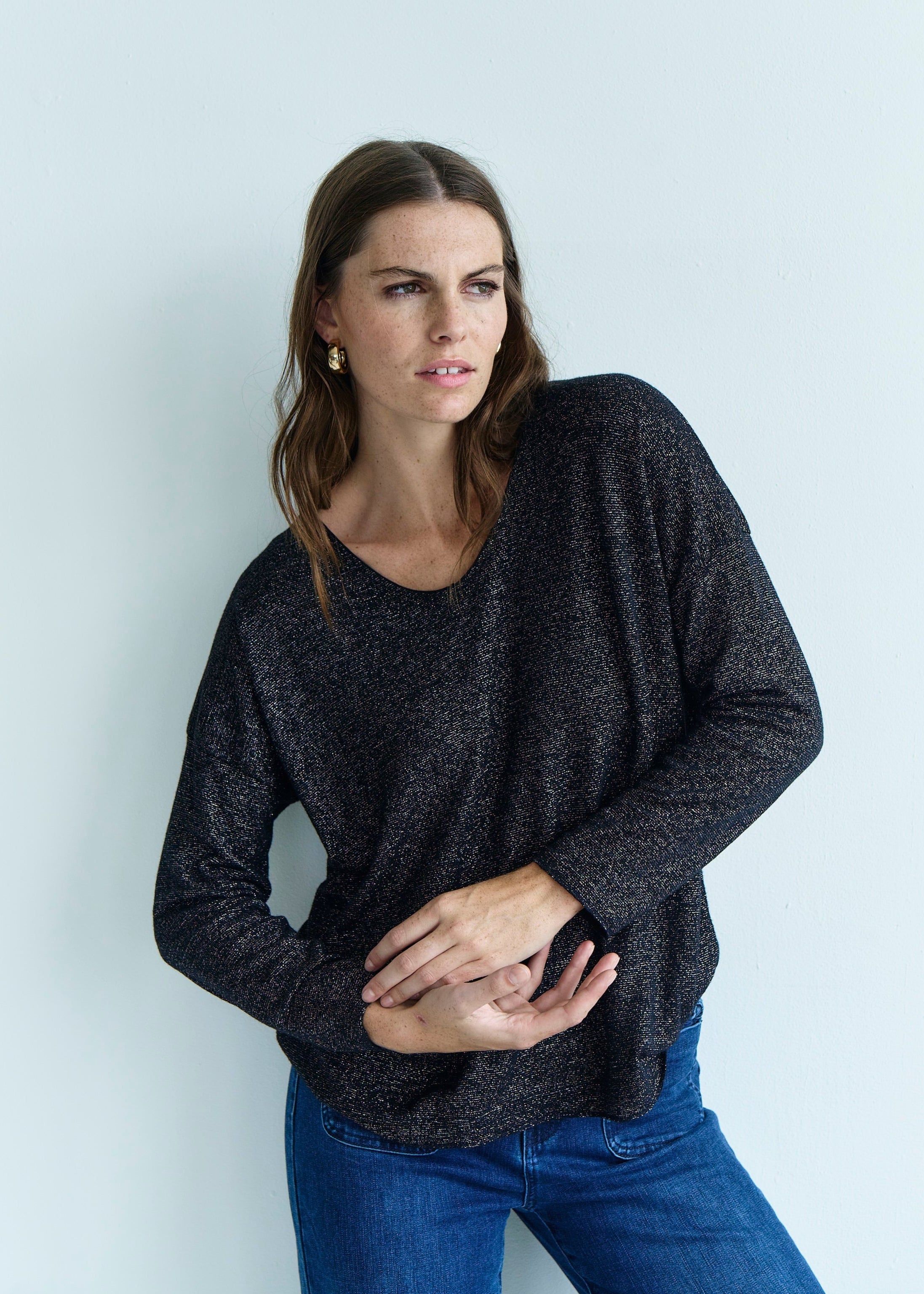 Italian Shimmer Lurex Knit in Black