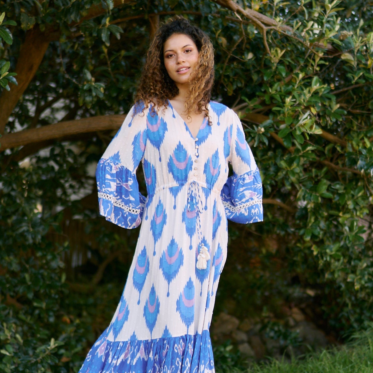 Bahamas Maxi Bohemian Dress in Indigo Blue
