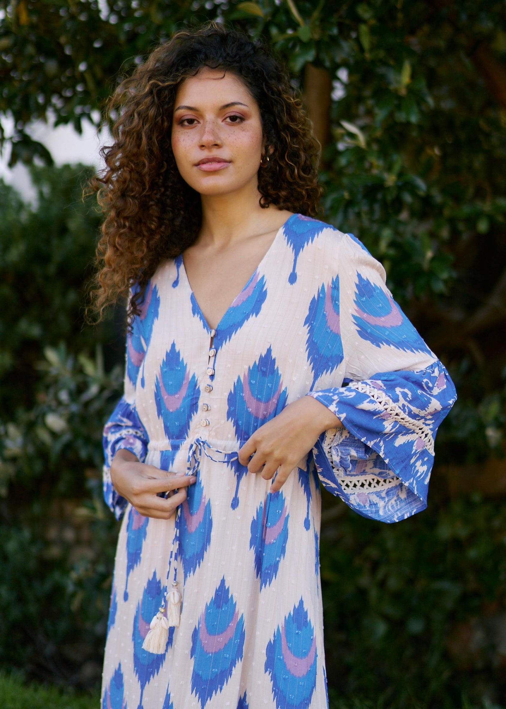 Bahamas Maxi Bohemian Dress in Indigo Blue
