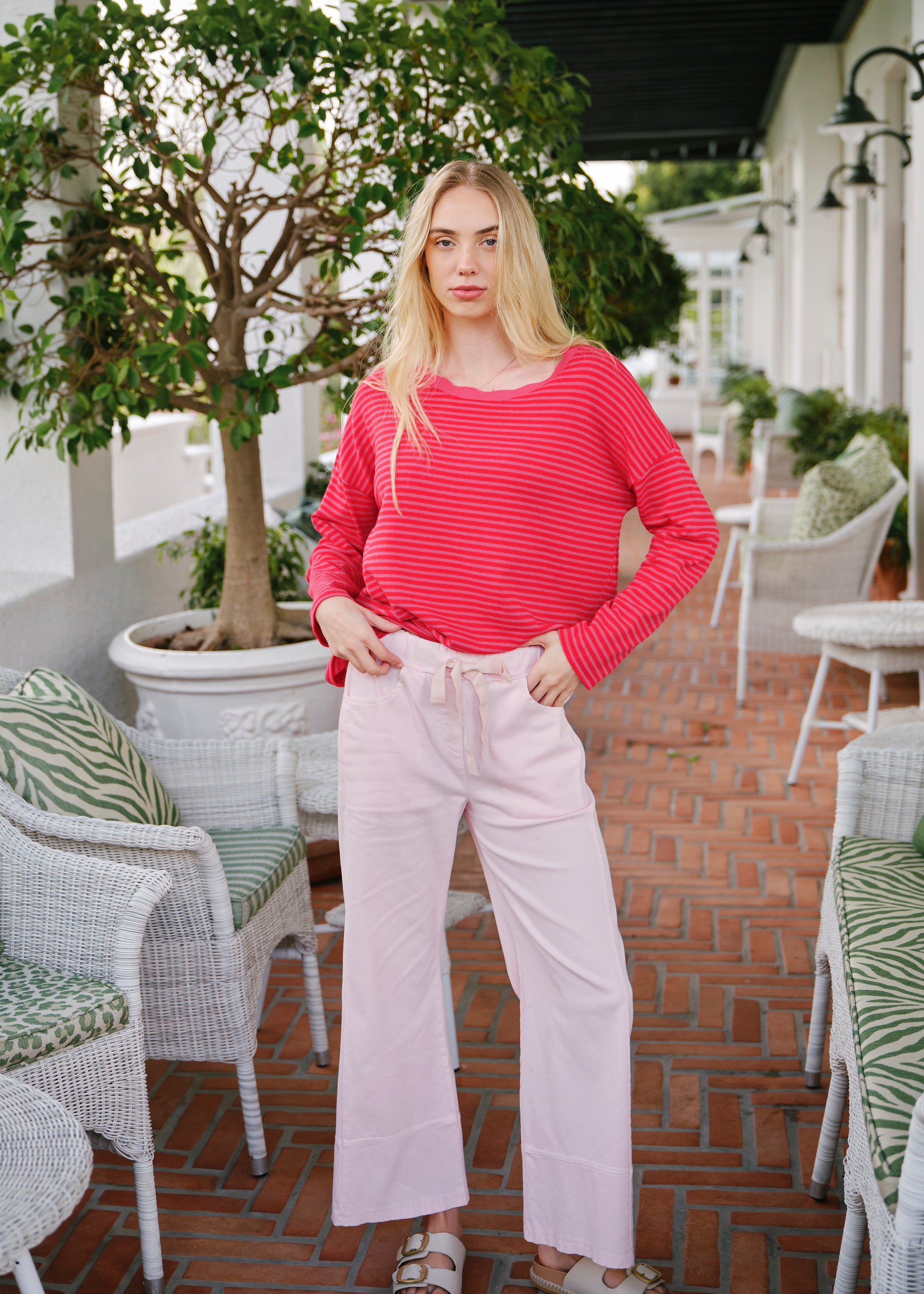 Sanremo Straight Leg Italian Pants In Baby Pink