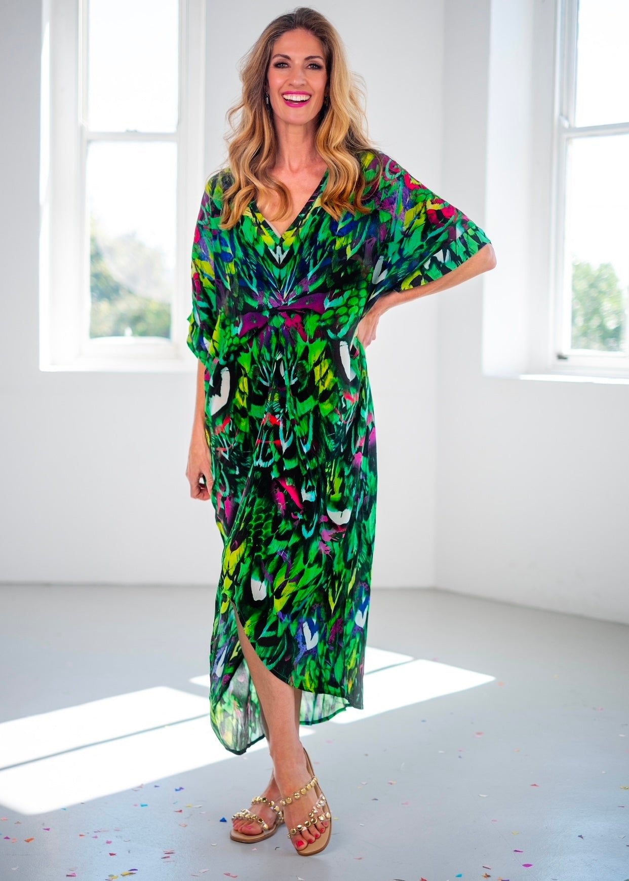 View our Anita Kaftan With Jungle Print In Green - The ultimate DRESSES created by ICONIC and sold here, at Tribute Store