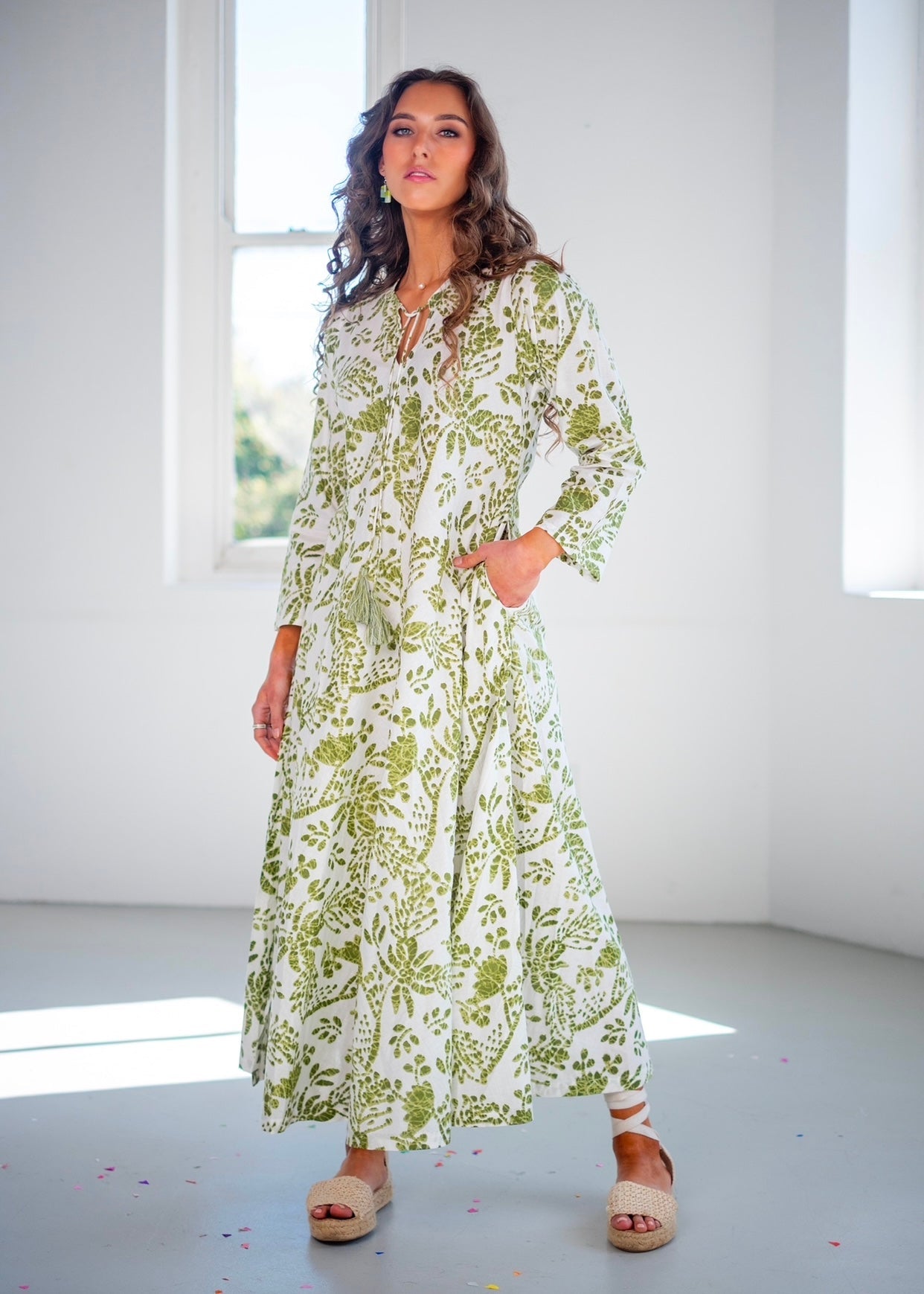 View our Asta Dress In Green And White Ikat - The ultimate DRESSES created by ICONIC and sold here, at Tribute Store