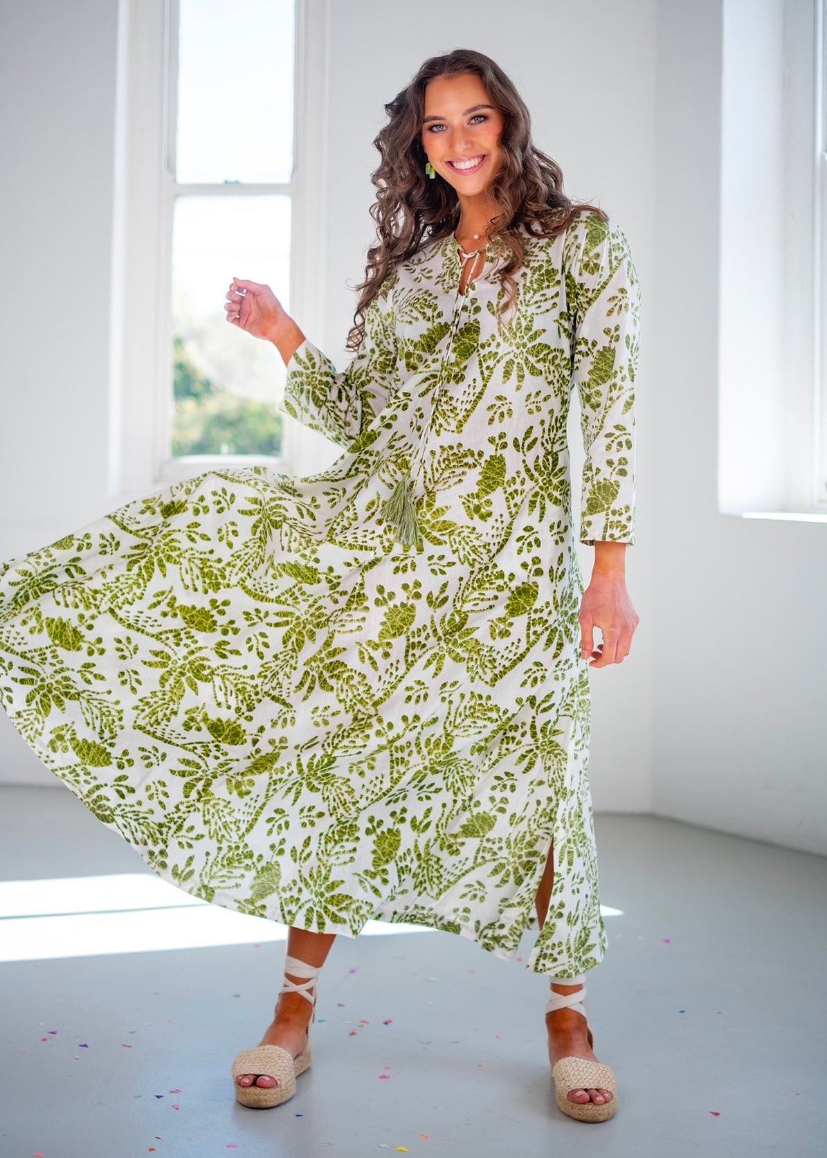 View our Asta Dress In Green And White Ikat - The ultimate DRESSES created by ICONIC and sold here, at Tribute Store