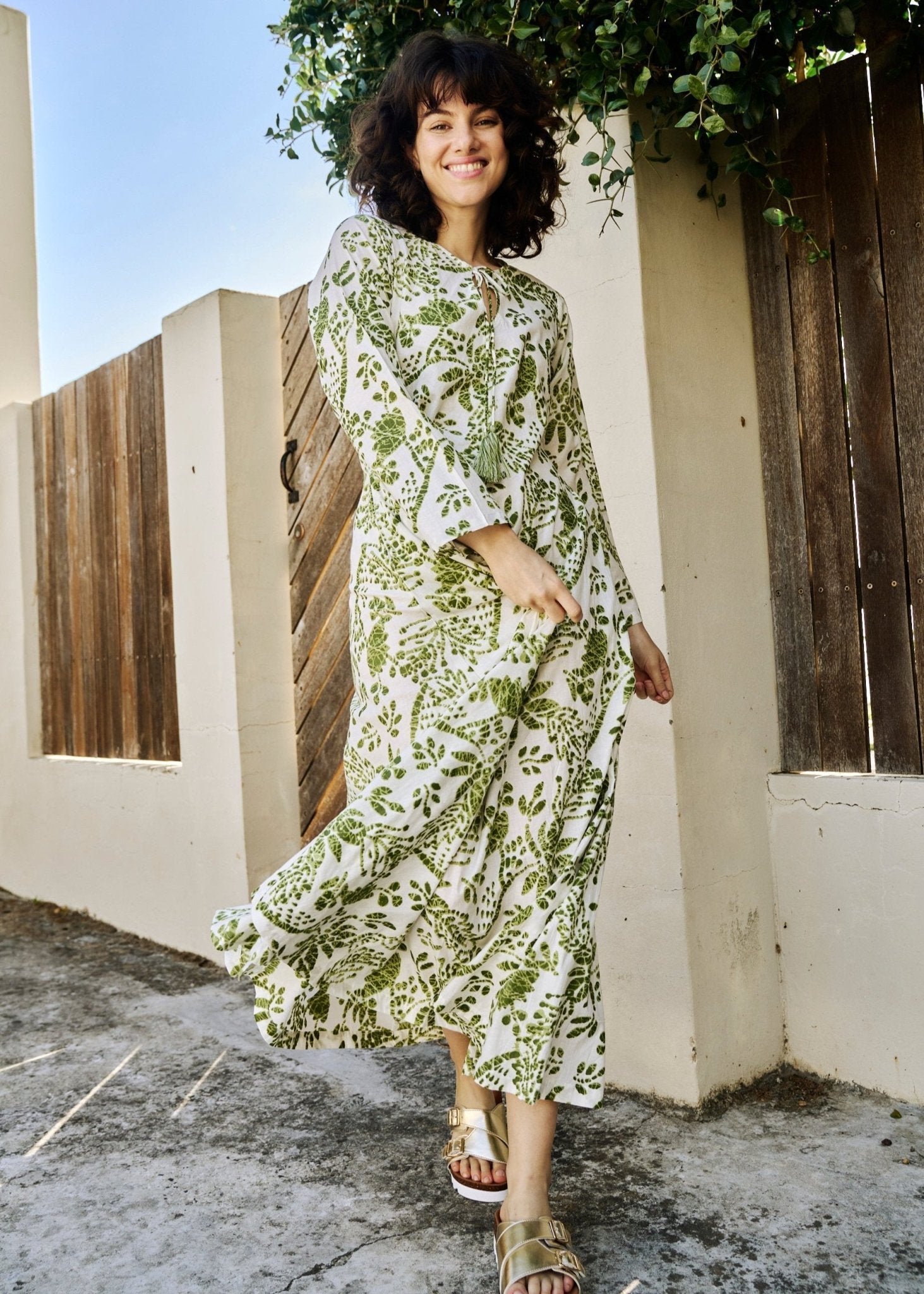 View our Asta Dress In Green And White Ikat - The ultimate DRESSES created by ICONIC and sold here, at Tribute Store