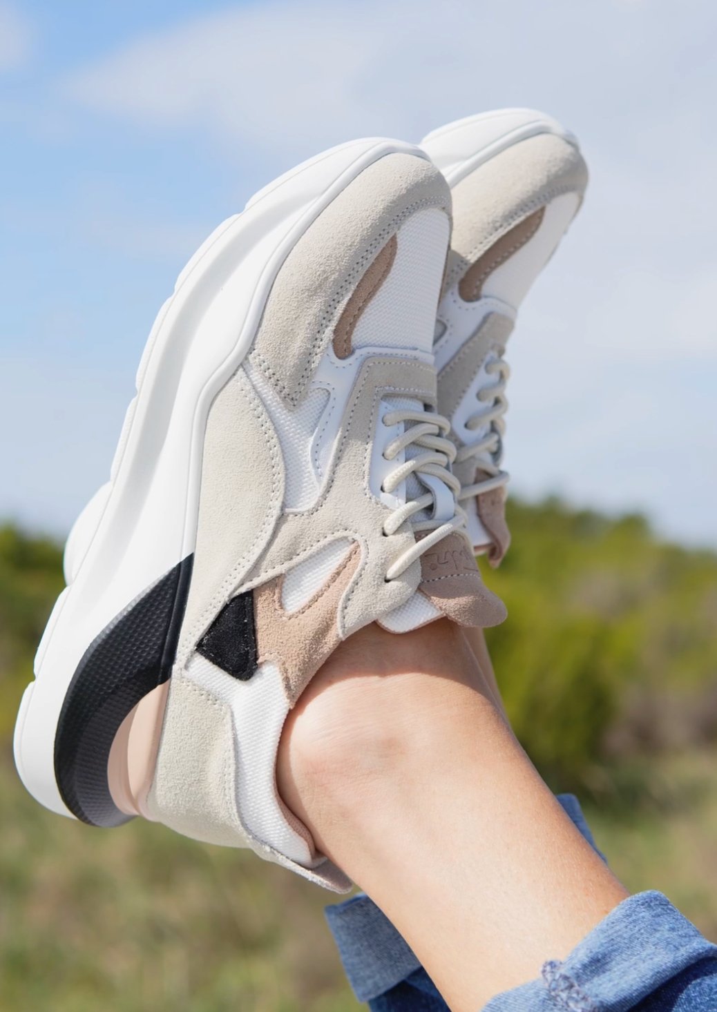 View our Dara Multi Print Sneaker In Beige - The ultimate SHOES created by Julz and sold here, at Tribute Store