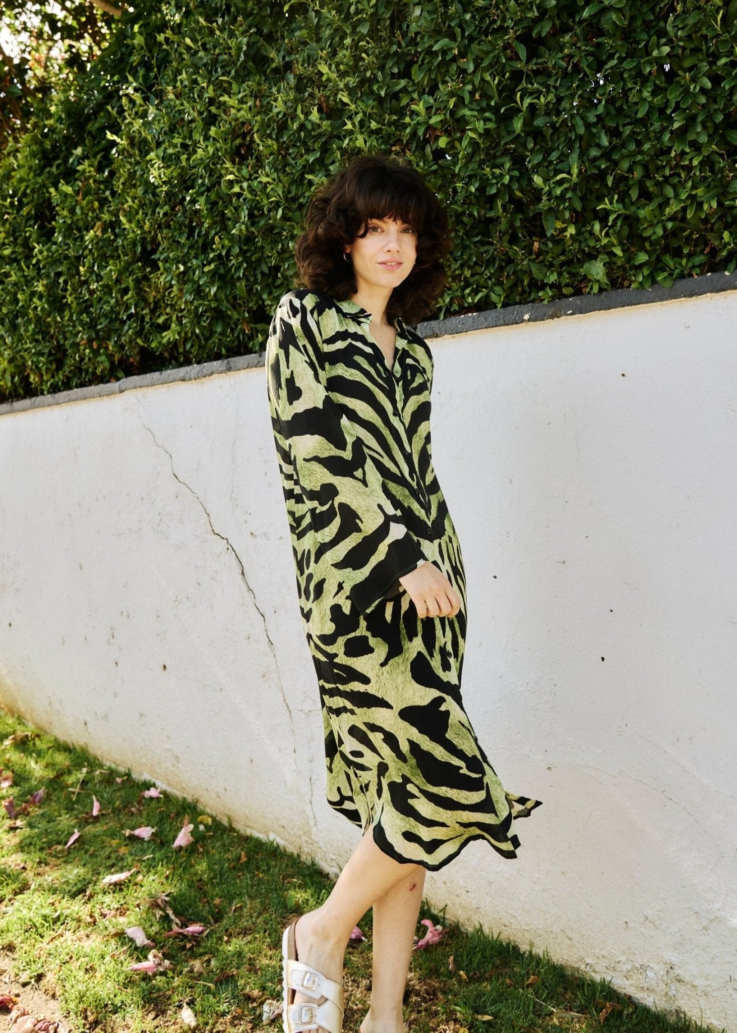 View our Delia Dress With Animal Print In Green - The ultimate DRESSES created by ICONIC and sold here, at Tribute Store