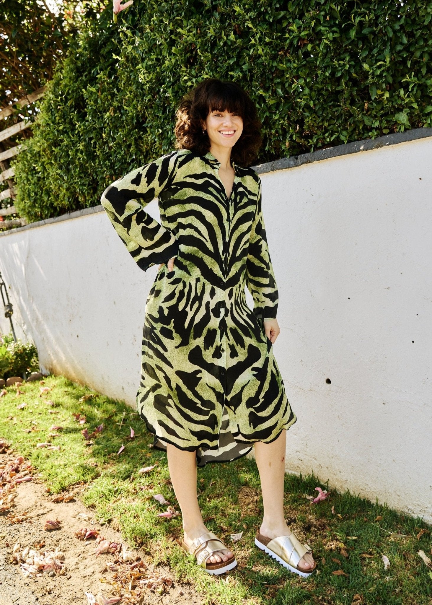 View our Delia Dress With Animal Print In Green - The ultimate DRESSES created by ICONIC and sold here, at Tribute Store