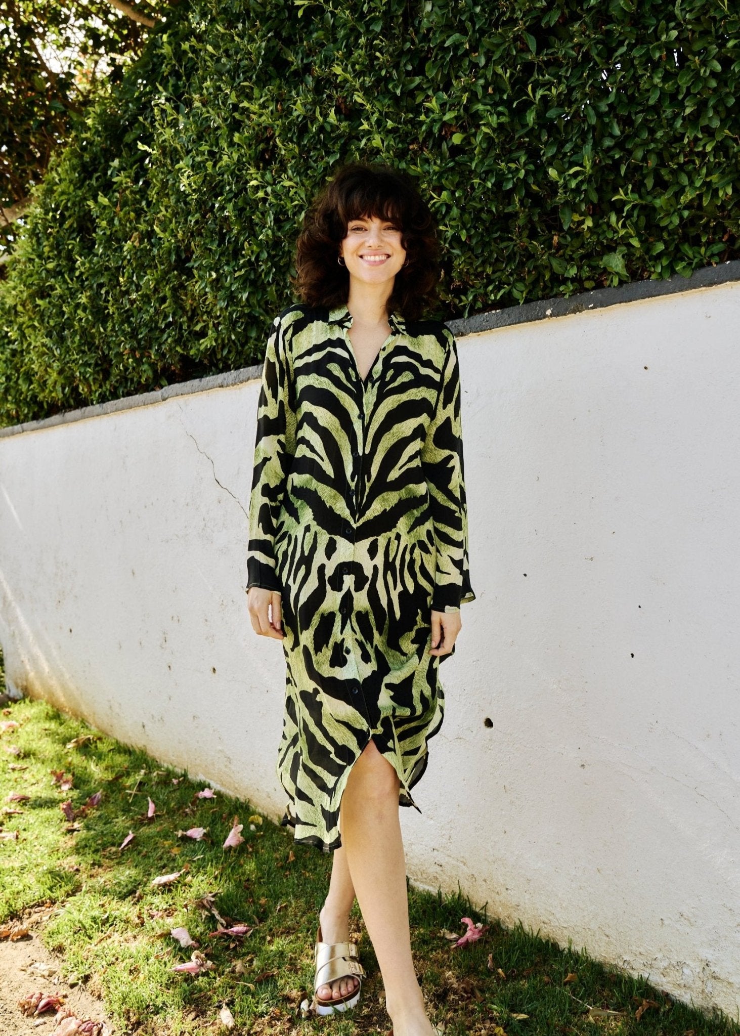 View our Delia Dress With Animal Print In Green - The ultimate DRESSES created by ICONIC and sold here, at Tribute Store