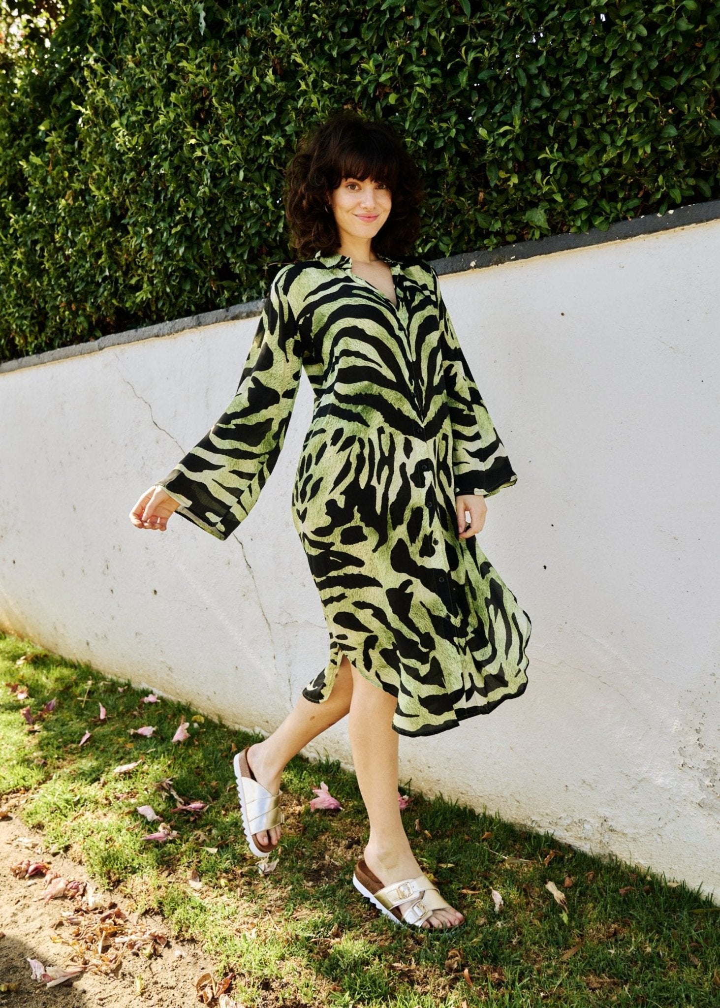 View our Delia Dress With Animal Print In Green - The ultimate DRESSES created by ICONIC and sold here, at Tribute Store