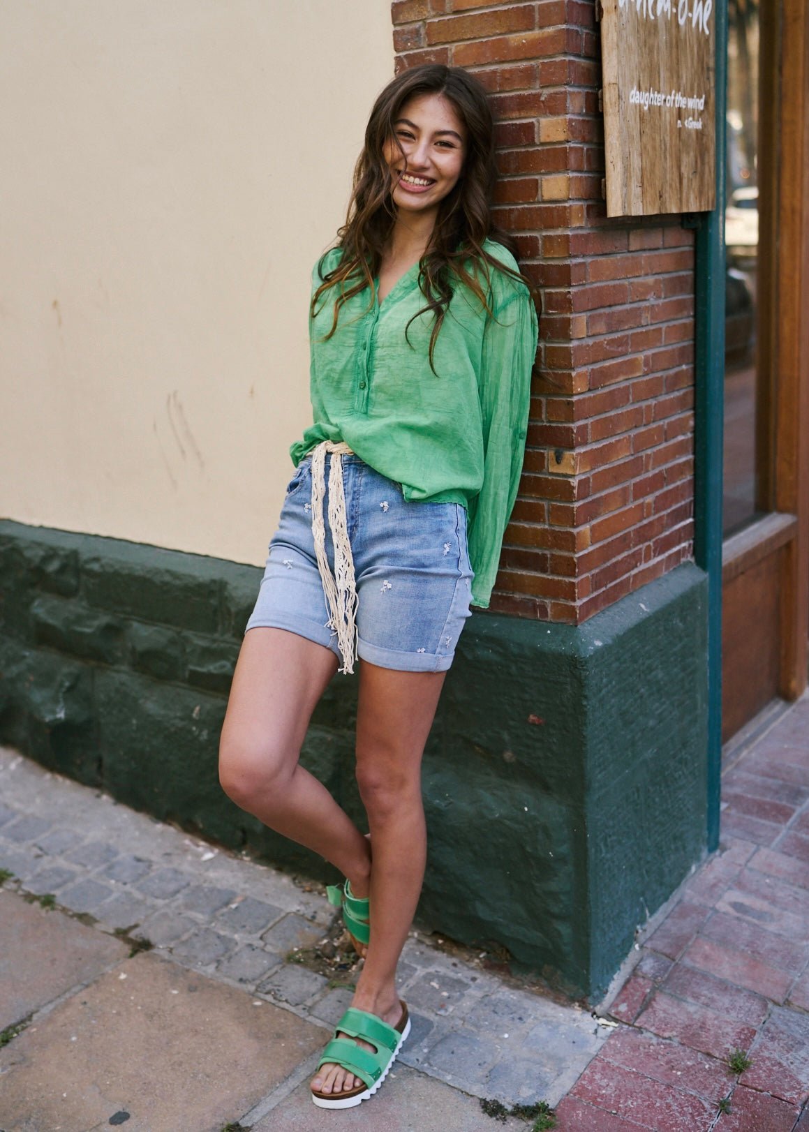 View our Denim Shorts with Floral Embroidery - The ultimate BOTTOMS created by TRIBUTE and sold here, at Tribute Store