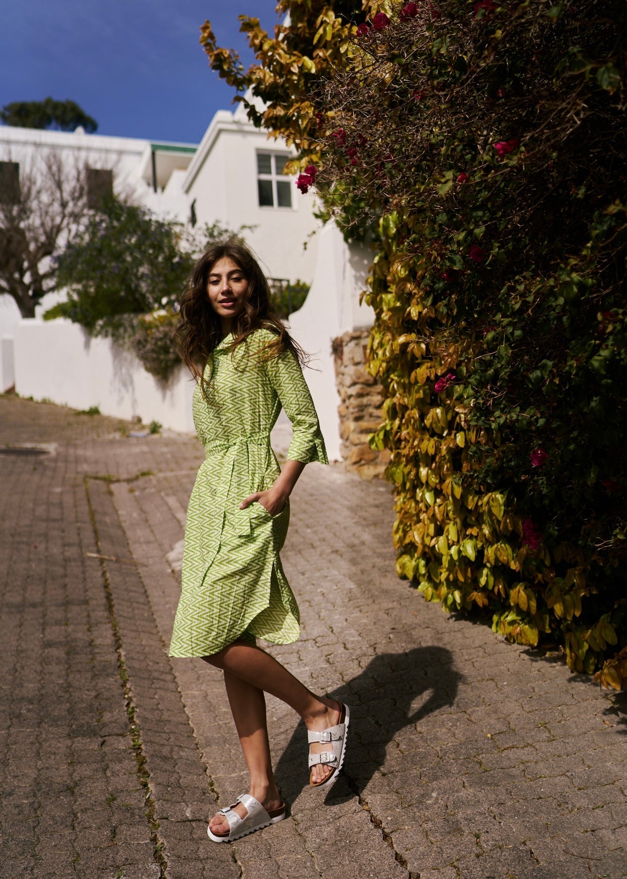 View our Gaby Shirt Dress With Zig Zag Print In Lime - The ultimate DRESSES created by ICONIC and sold here, at Tribute Store