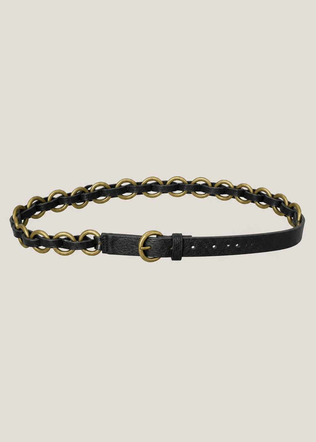Genuine Leather Belt With Gold Chain detail In Black
