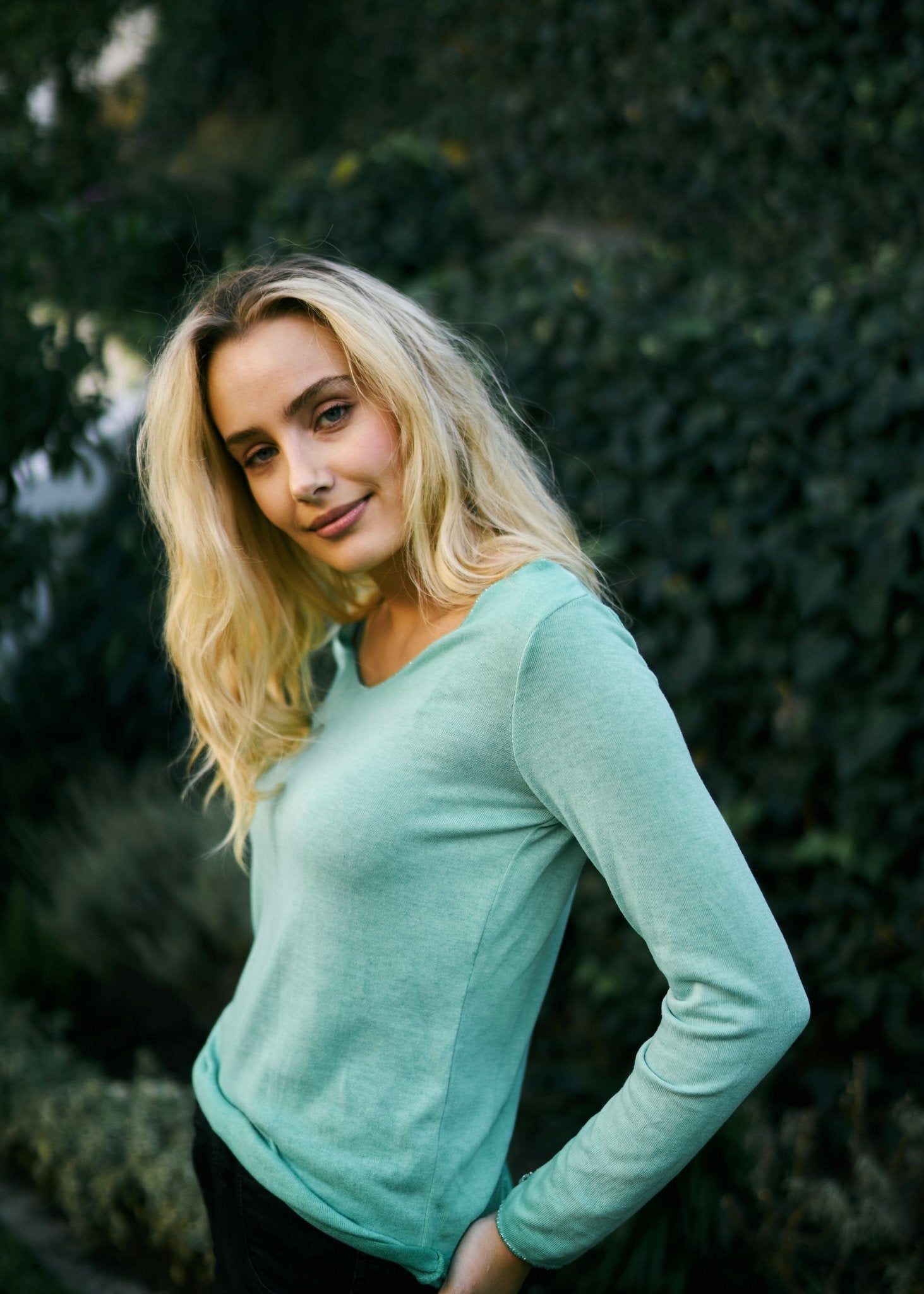 View our Italian Stonewashed Knit with Shimmer Edge In Ocean Green - The ultimate TOPS created by TRIBUTE and sold here, at Tribute Store