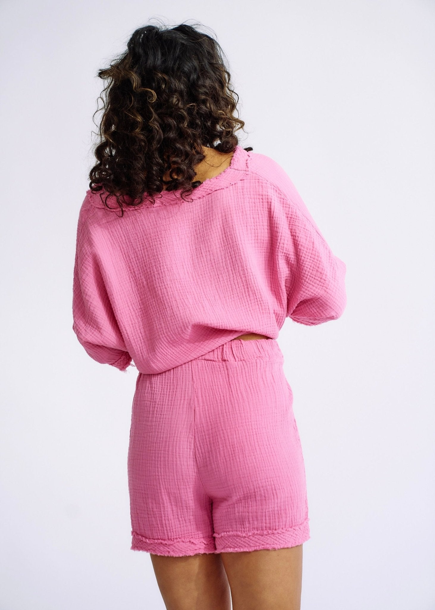 View our Italian Textured Cotton Set in Pink - The ultimate LOUNGEWEAR created by TRIBUTE and sold here, at Tribute Store