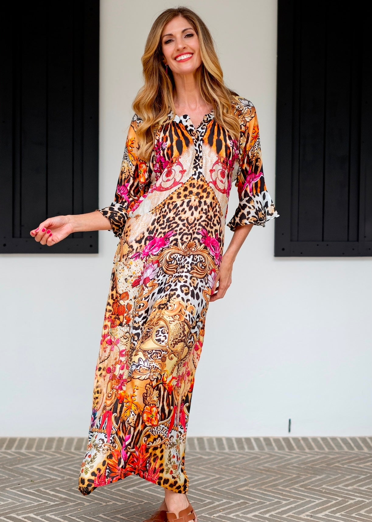View our Jubilee Dress With Animal Print In Coral And Pink - The ultimate DRESSES created by ICONIC and sold here, at Tribute Store