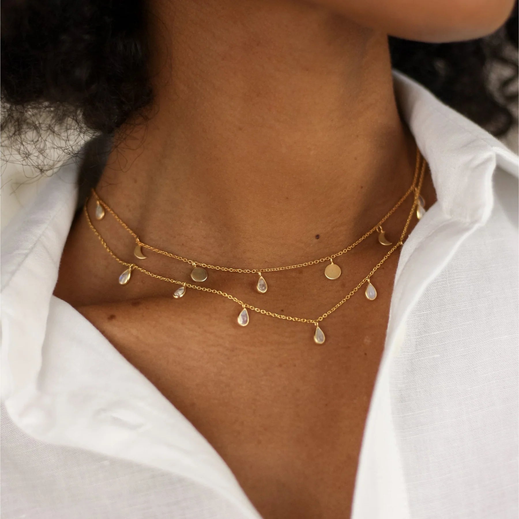 View our Moonstone Lunar Necklace In Gold Plated - by Tribute Store