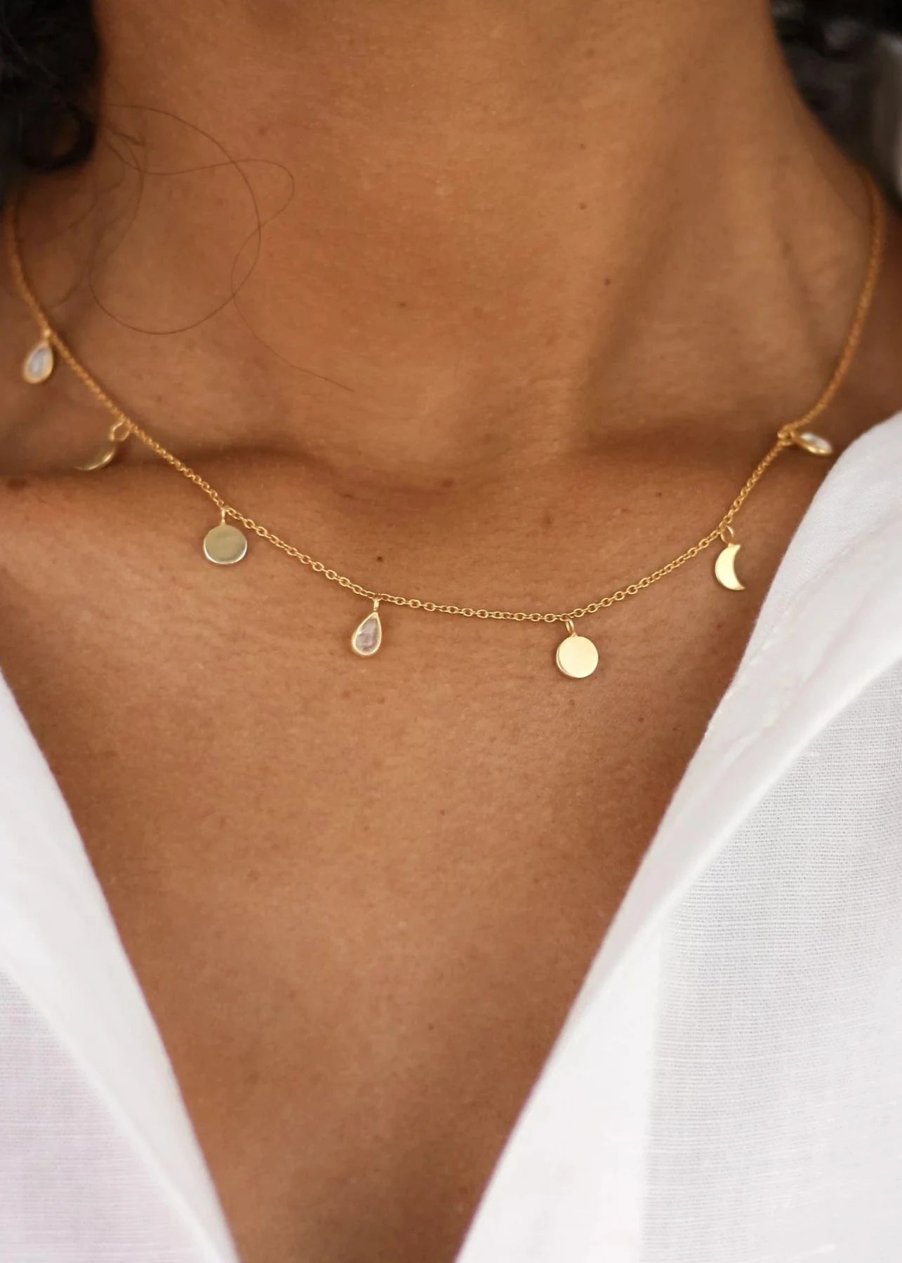 View our Moonstone Lunar Necklace In Gold Plated - by Tribute Store