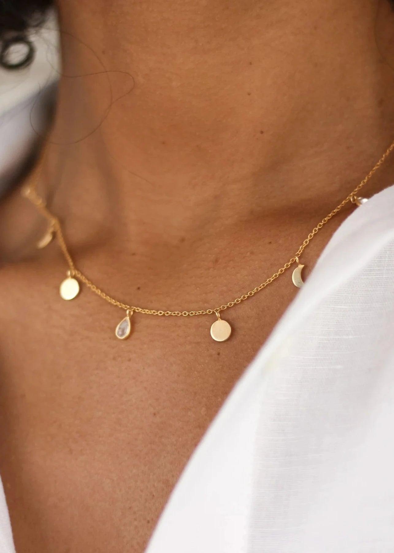 View our Moonstone Lunar Necklace In Gold Plated - by Tribute Store