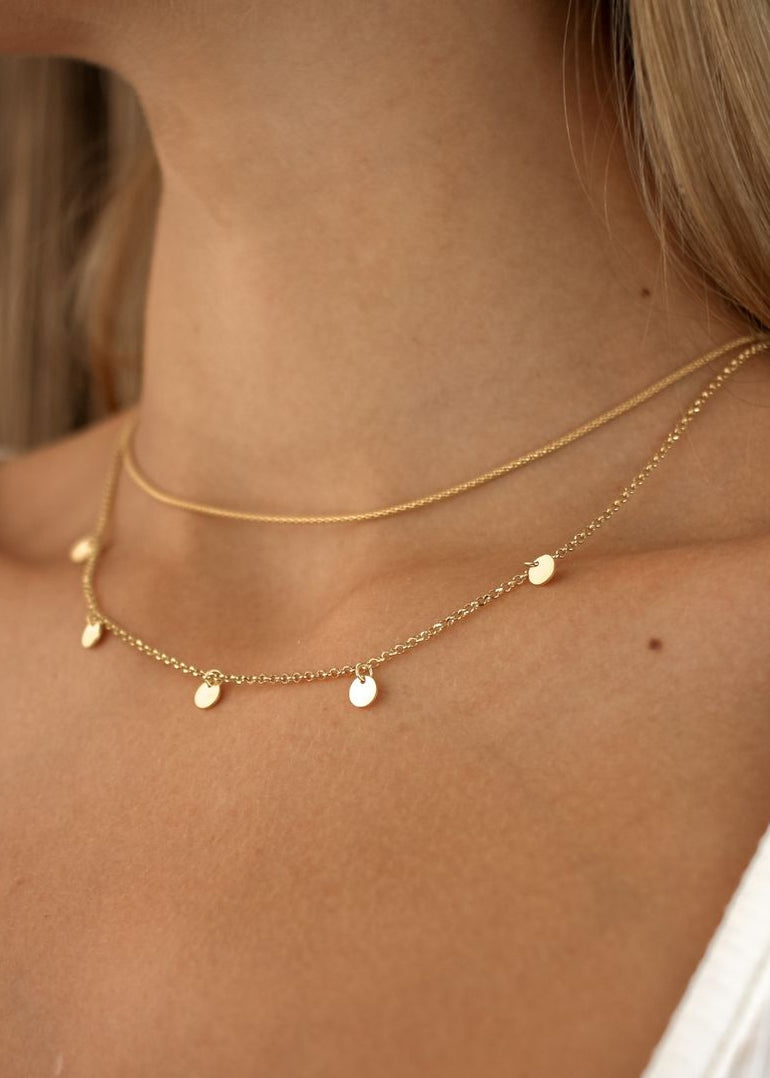Silver Italian Waterproof Multi Disc Necklace
