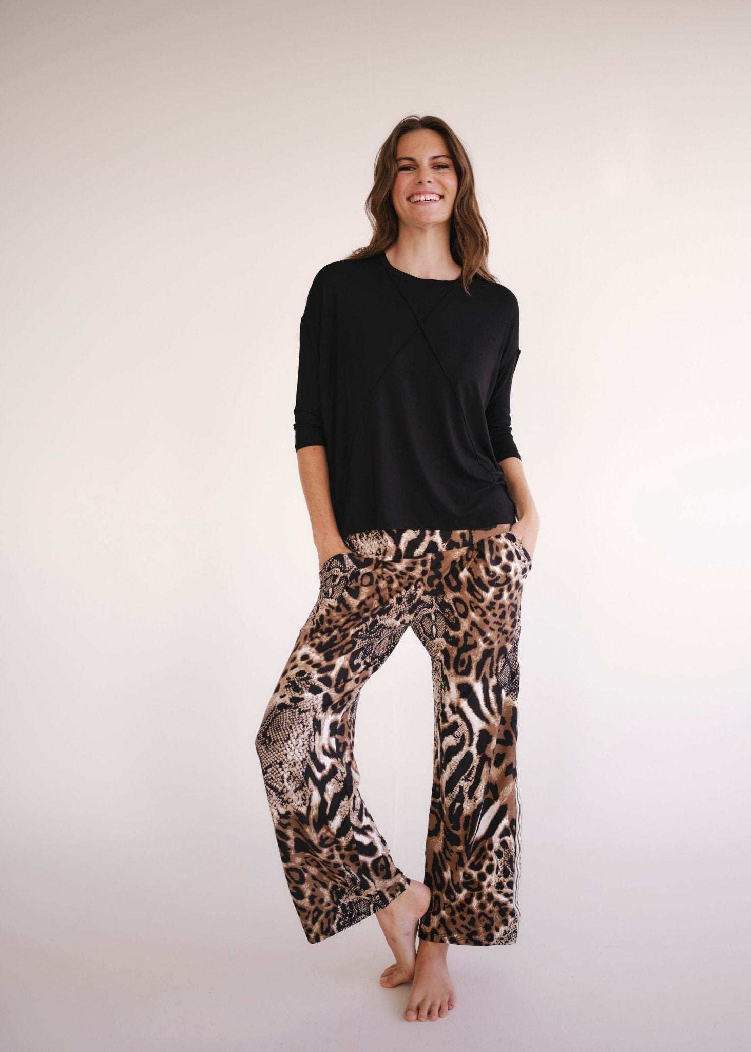 View our Alana Wide Leg Pants In Animal Print - by Tribute Store