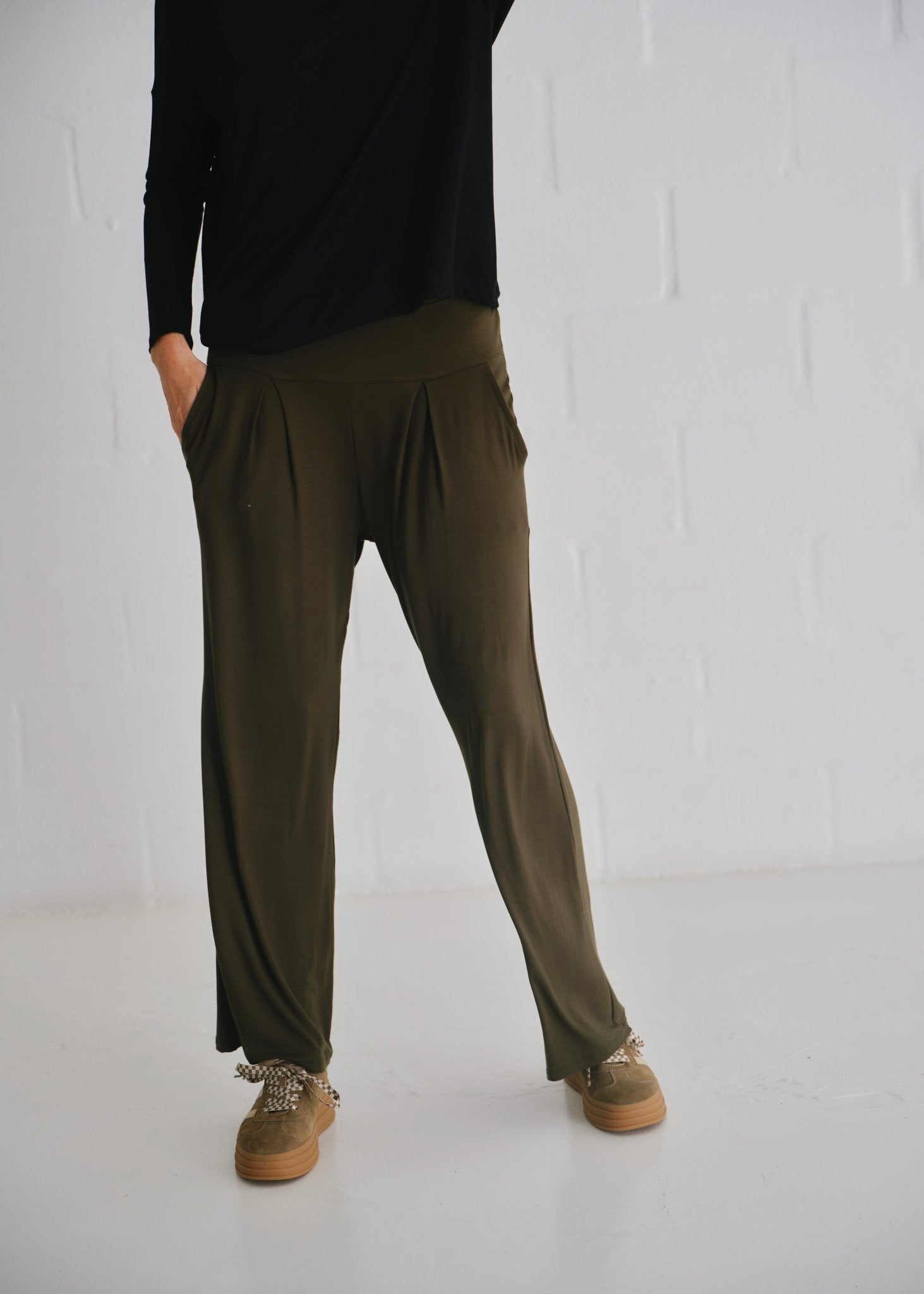 View our Alana Wide Leg Pants In Khaki - by Tribute Store