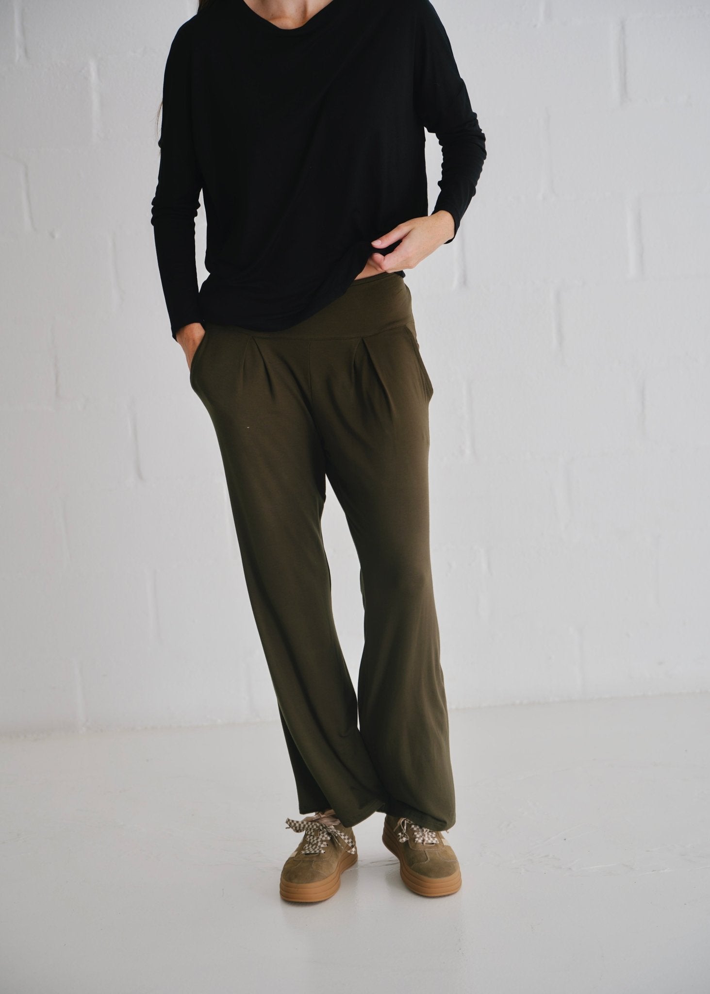 View our Alana Wide Leg Pants In Khaki - by Tribute Store