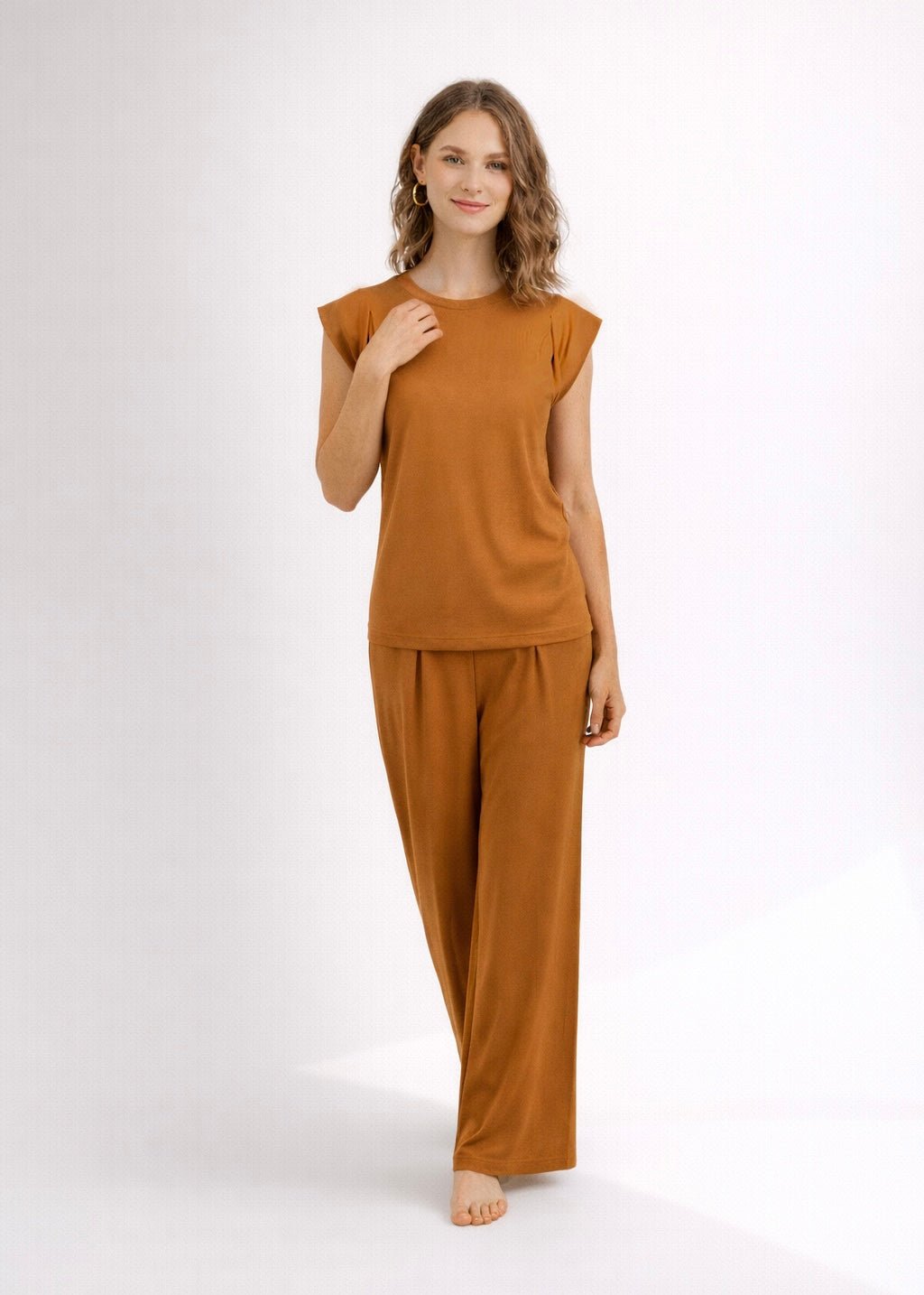 View our Alana Wide Leg Pants In Tabacco - by Tribute Store