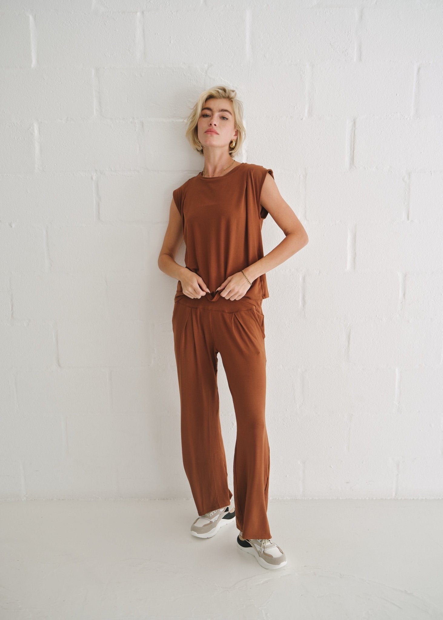 View our Alana Wide Leg Pants In Tobacco - by Tribute Store