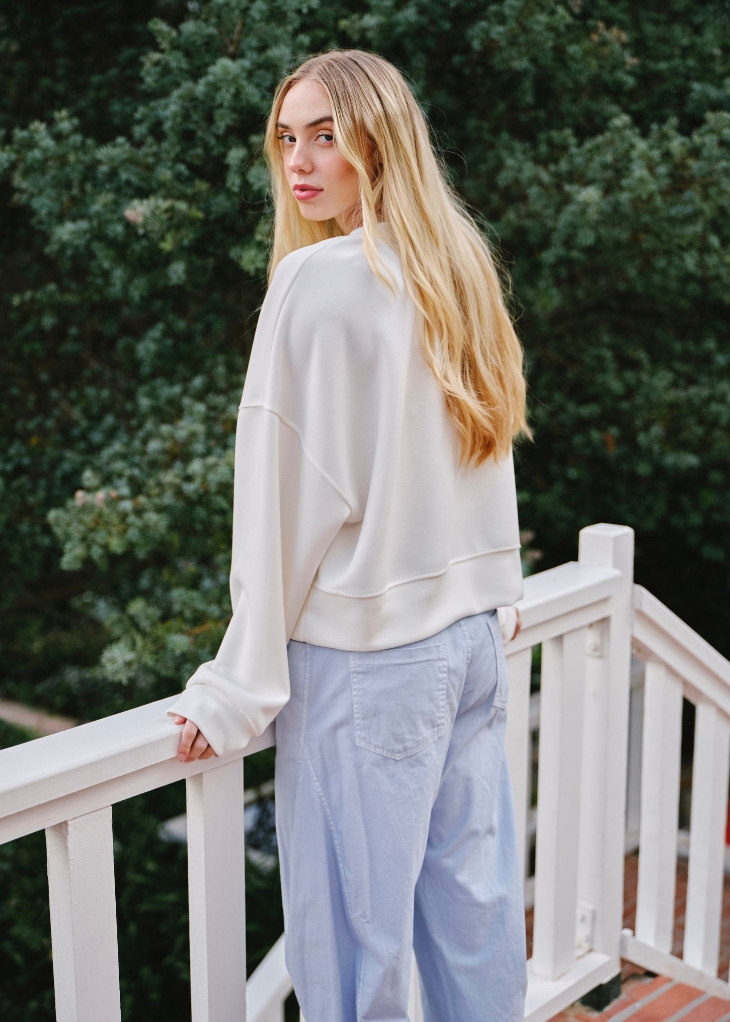 View our Alba Italian Balloon Sleeve Sweater in White - by Tribute Store