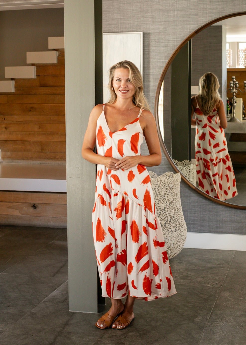 View our Allesandra Sleeveless Dress In Ruby Splash - by Tribute Store