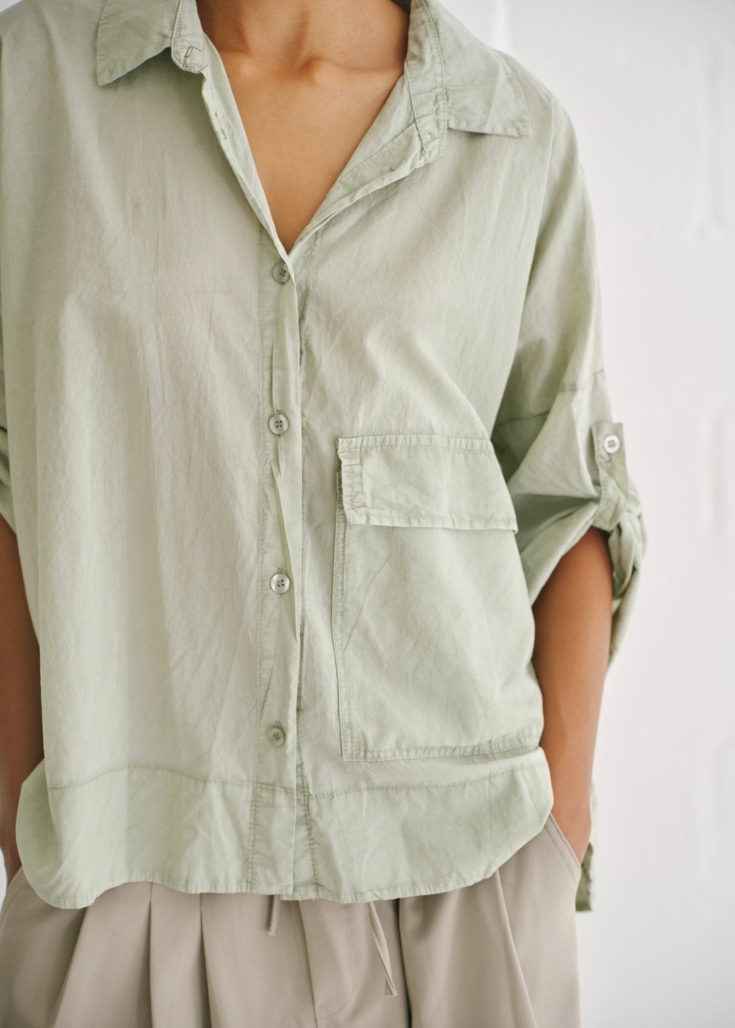 View our Amalfi Italian Stonewashed Cotton Shirt In Pistachio - by Tribute Store