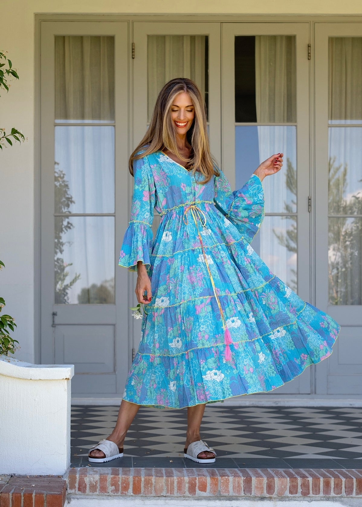 View our Amarena Dress With Floral Print In Blue - by Tribute Store