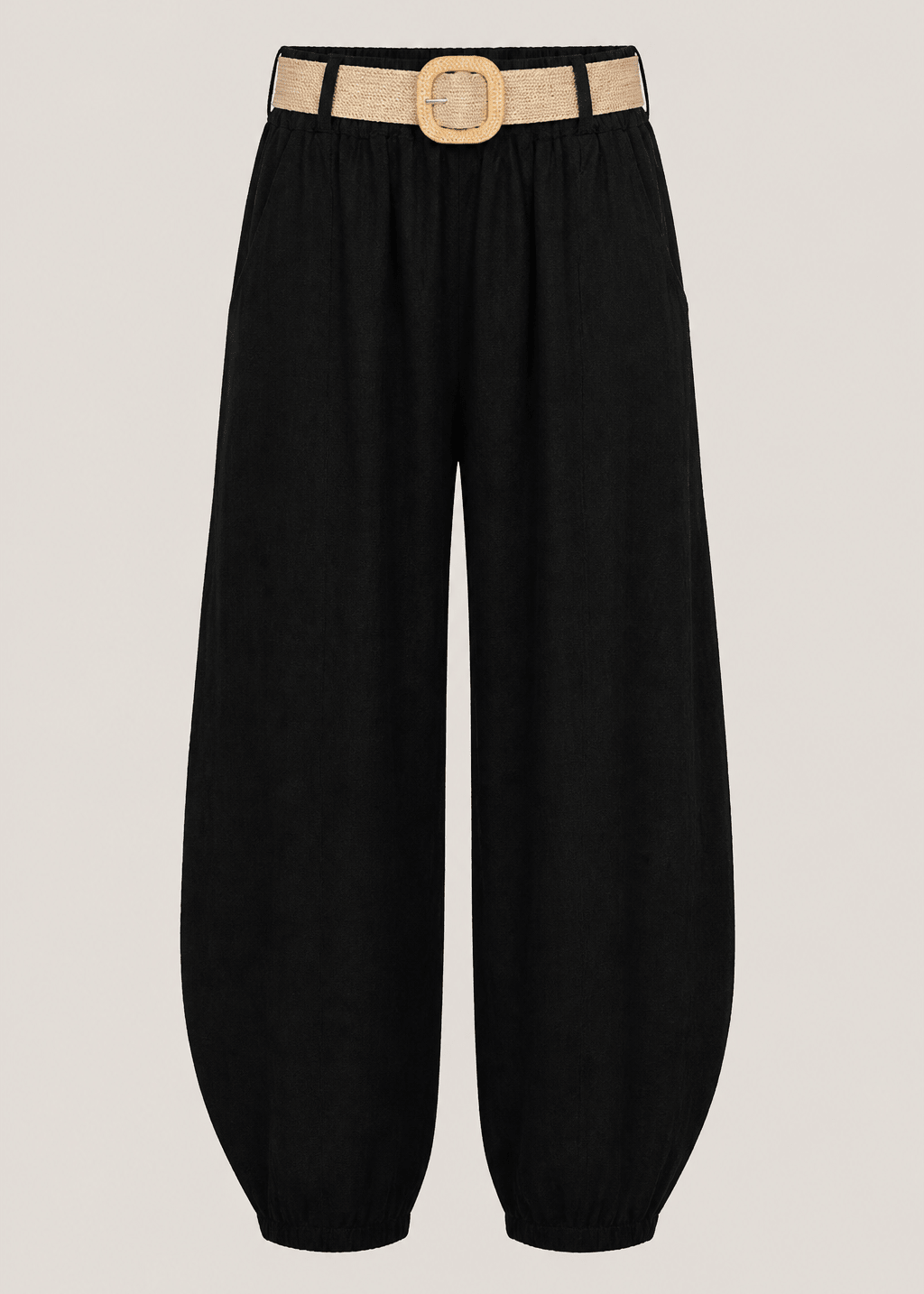 View our Antibes Barrel Linen Pants With Belt In Black - by Tribute Store