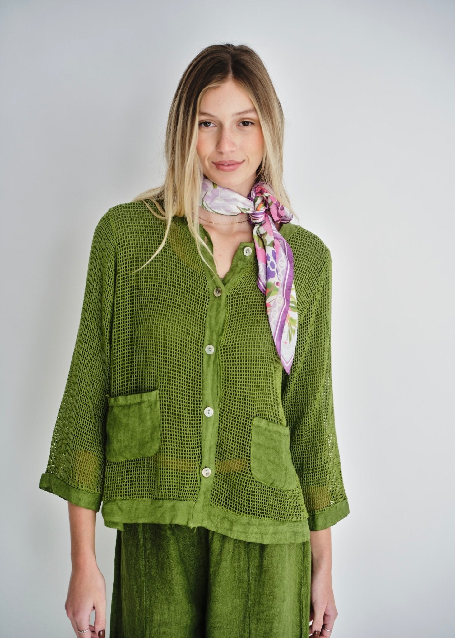 View our Antibes Crochet Cardigan In Bright Green - by Tribute Store