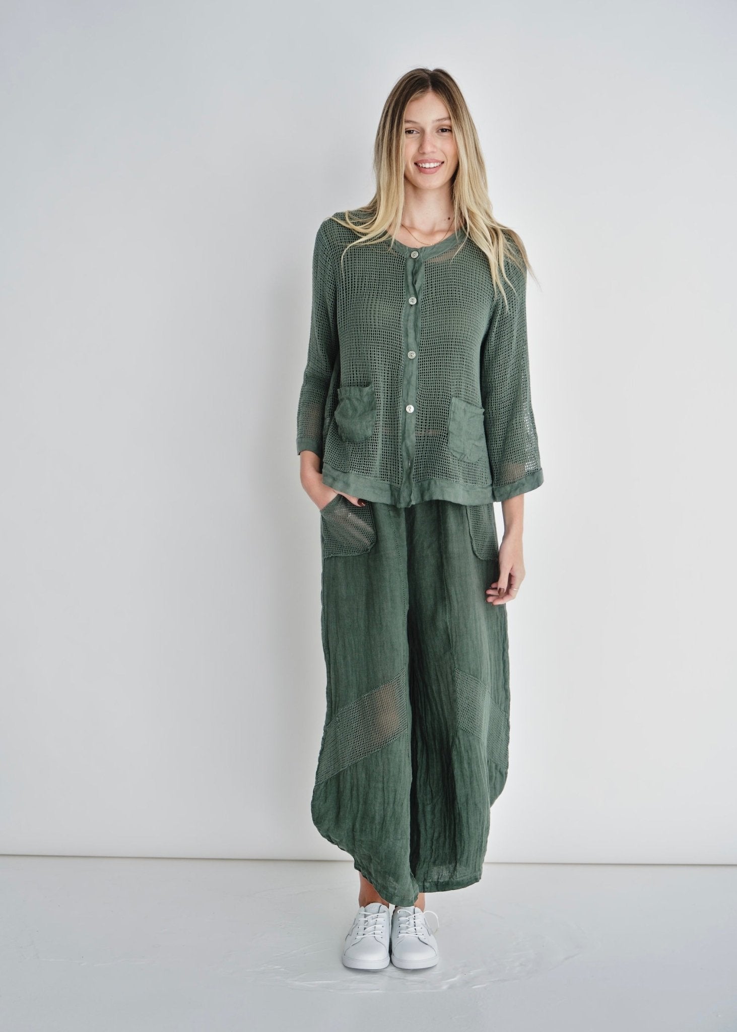 View our Antibes Crochet Cardigan In Khaki - by Tribute Store