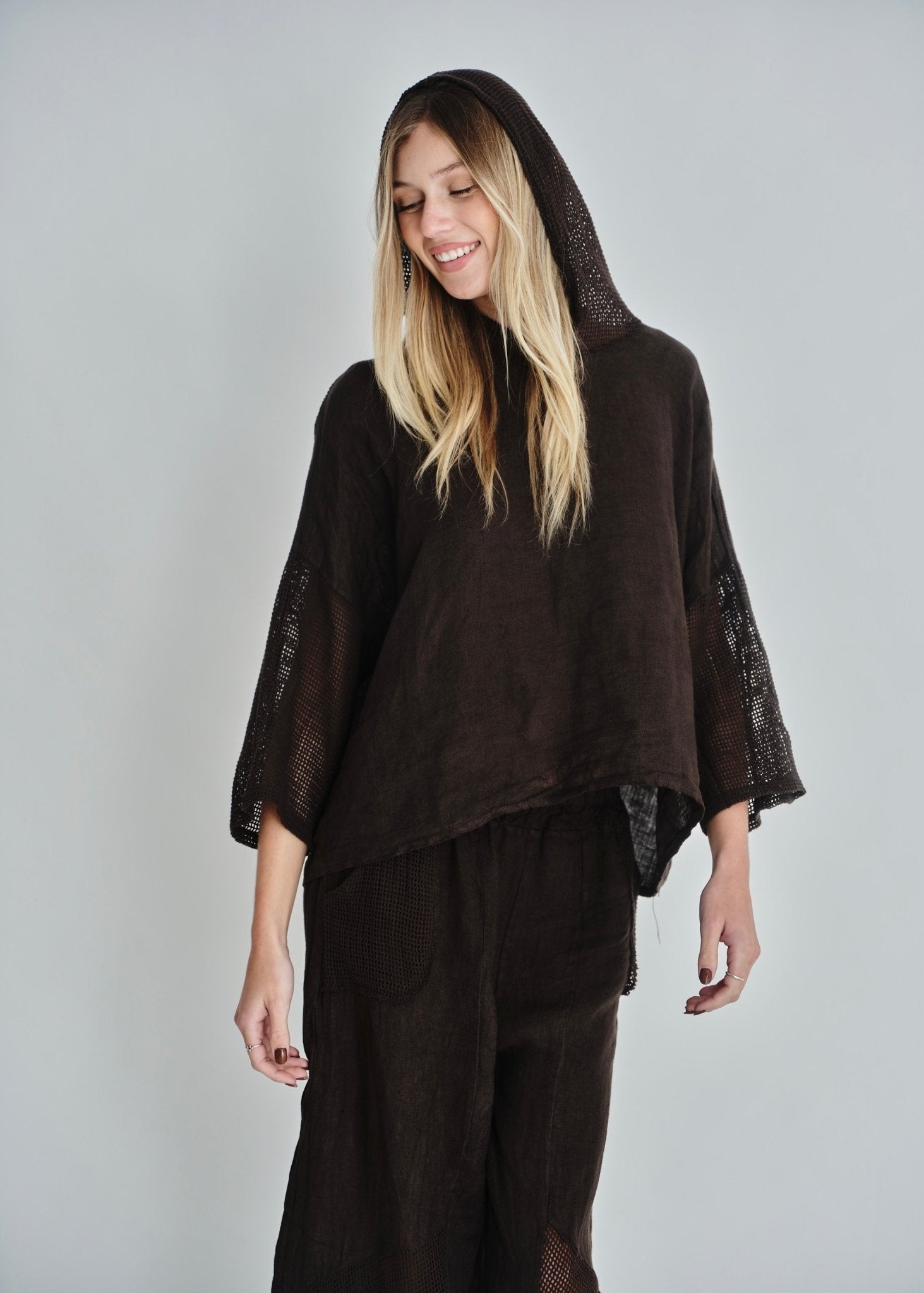 View our Antibes Crochet Hoodie In Chocolate - by Tribute Store