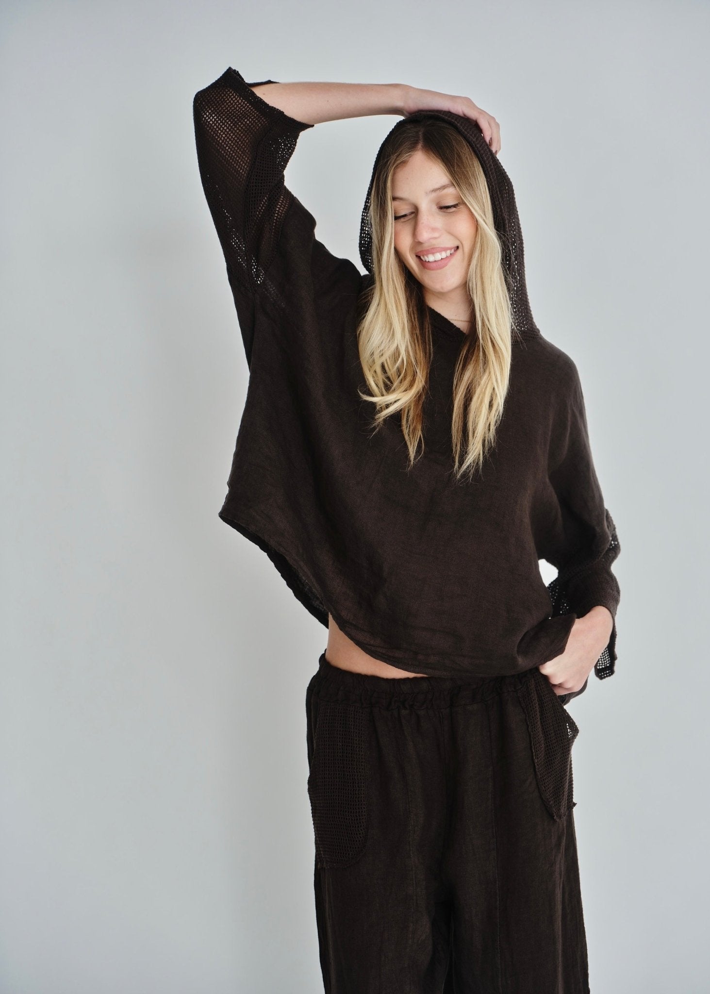 View our Antibes Crochet Hoodie In Chocolate - by Tribute Store