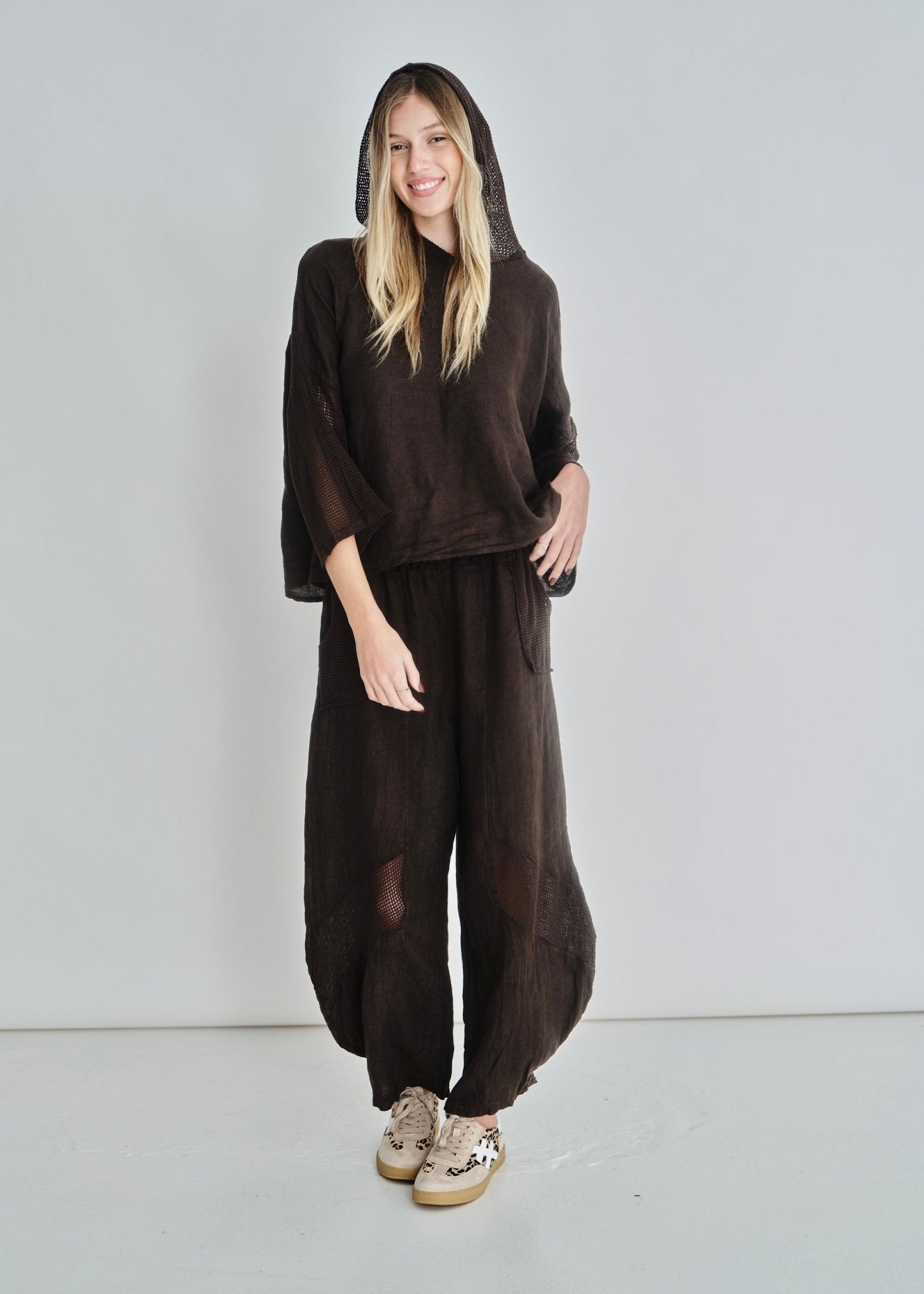 View our Antibes Crochet Hoodie In Chocolate - by Tribute Store