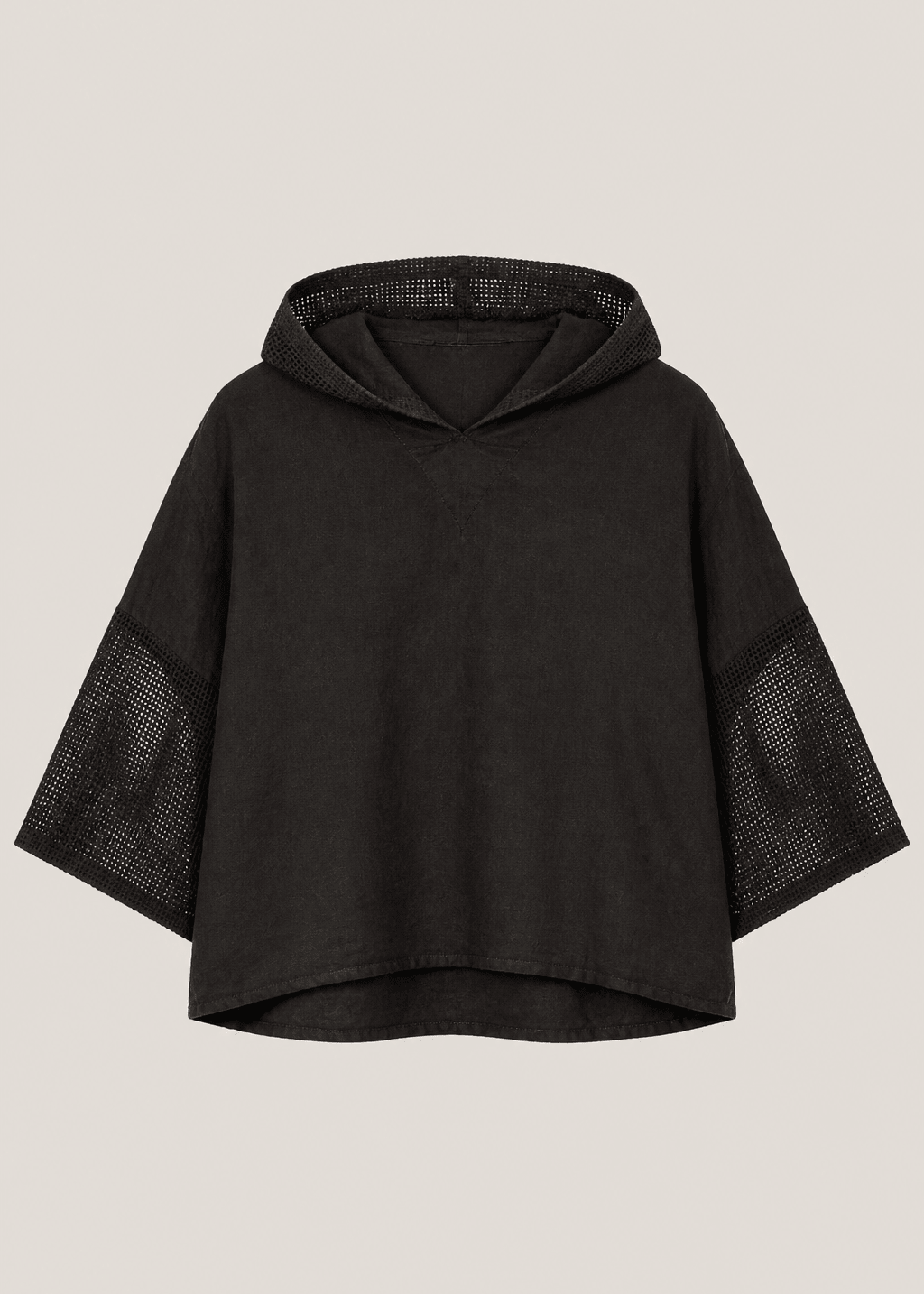 View our Antibes Italian Linen Crochet Hoodie in Chocolate - by Tribute Store
