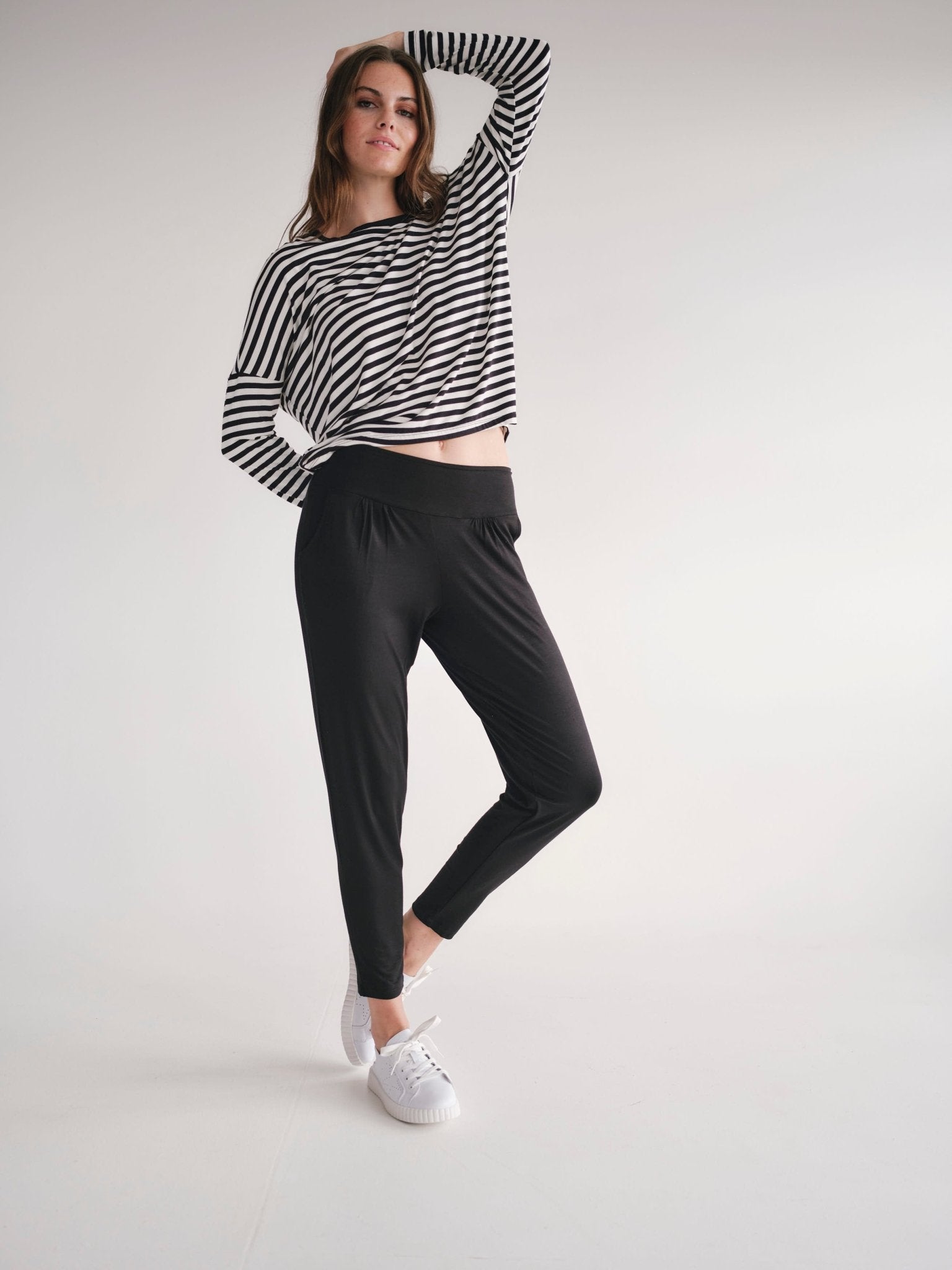 View our Antibes Stripe Long Sleeved Tee In Black And White - by Tribute Store