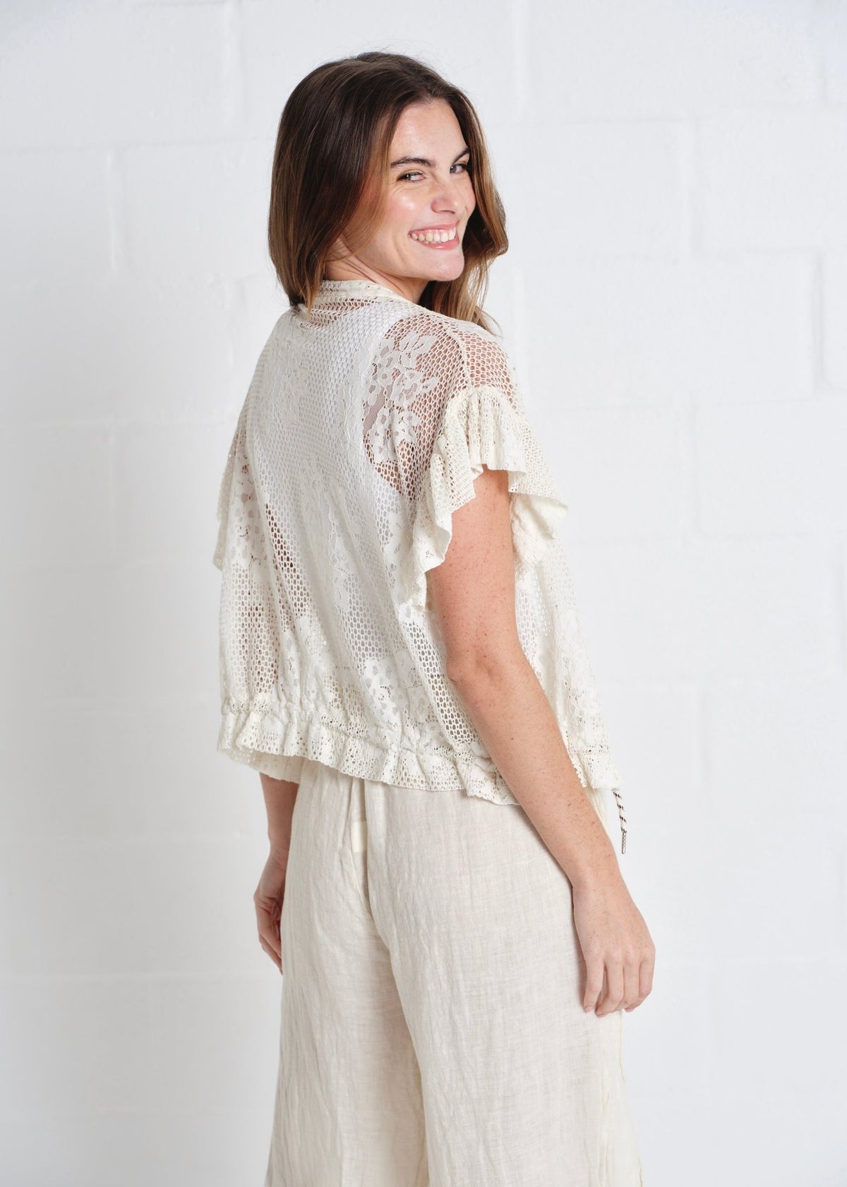 View our Antigua Crochet Zip Jacket In Cream - by Tribute Store