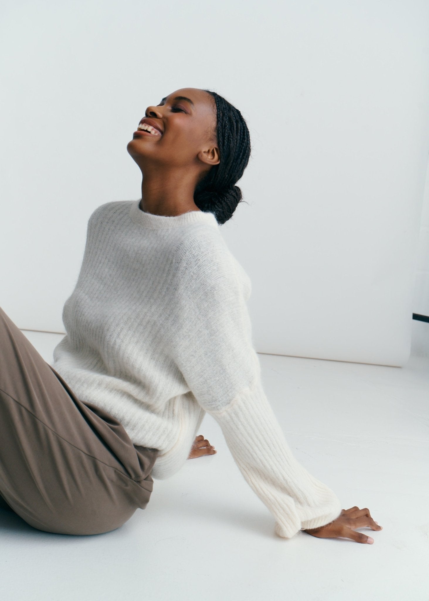View our Aspen Crew Neck Knit In Cream with Balloon Sleeve - by Tribute Store