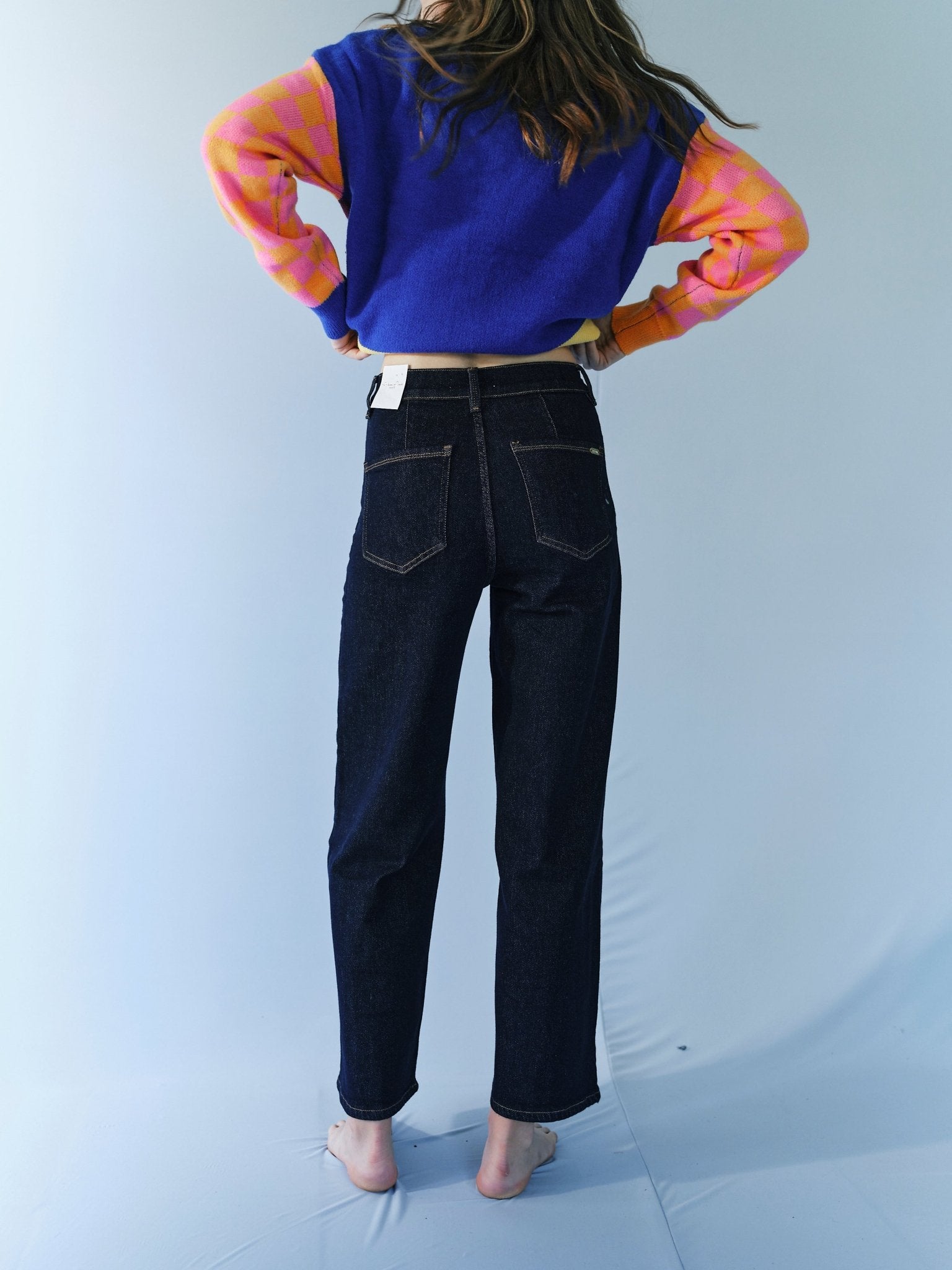 View our Barrel Leg Jeans in Dark Blue - by Tribute Store