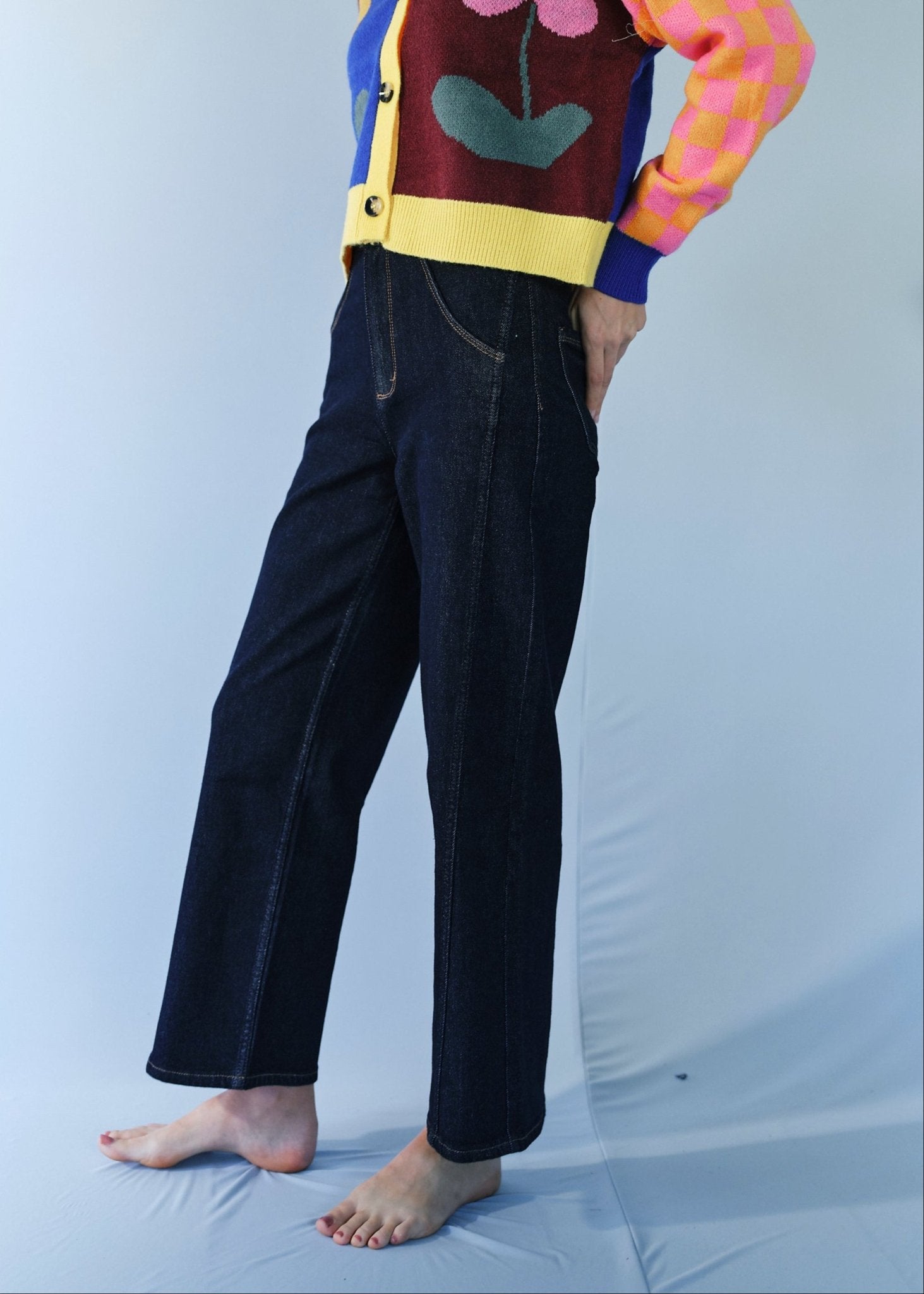 View our Barrel Leg Jeans in Dark Blue - by Tribute Store